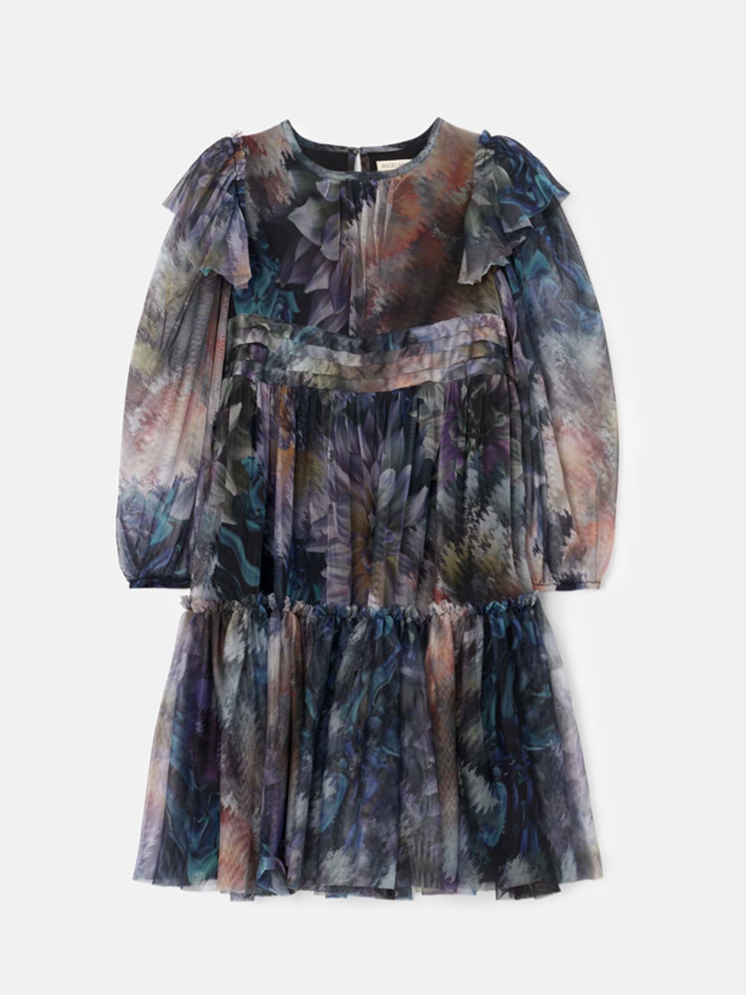 Alessia Blue Floral Print Mesh Dress