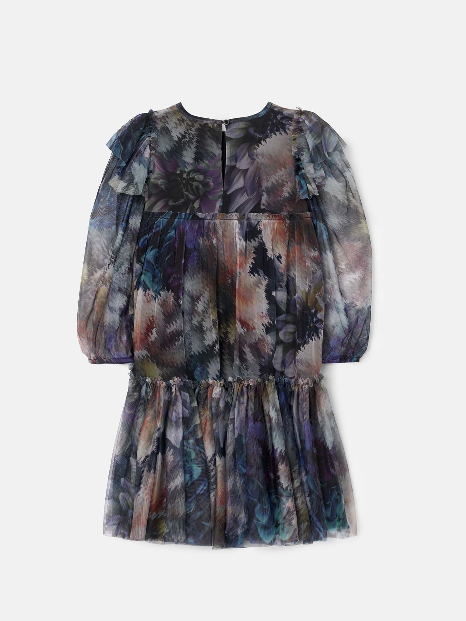 Alessia Blue Floral Print Mesh Dress