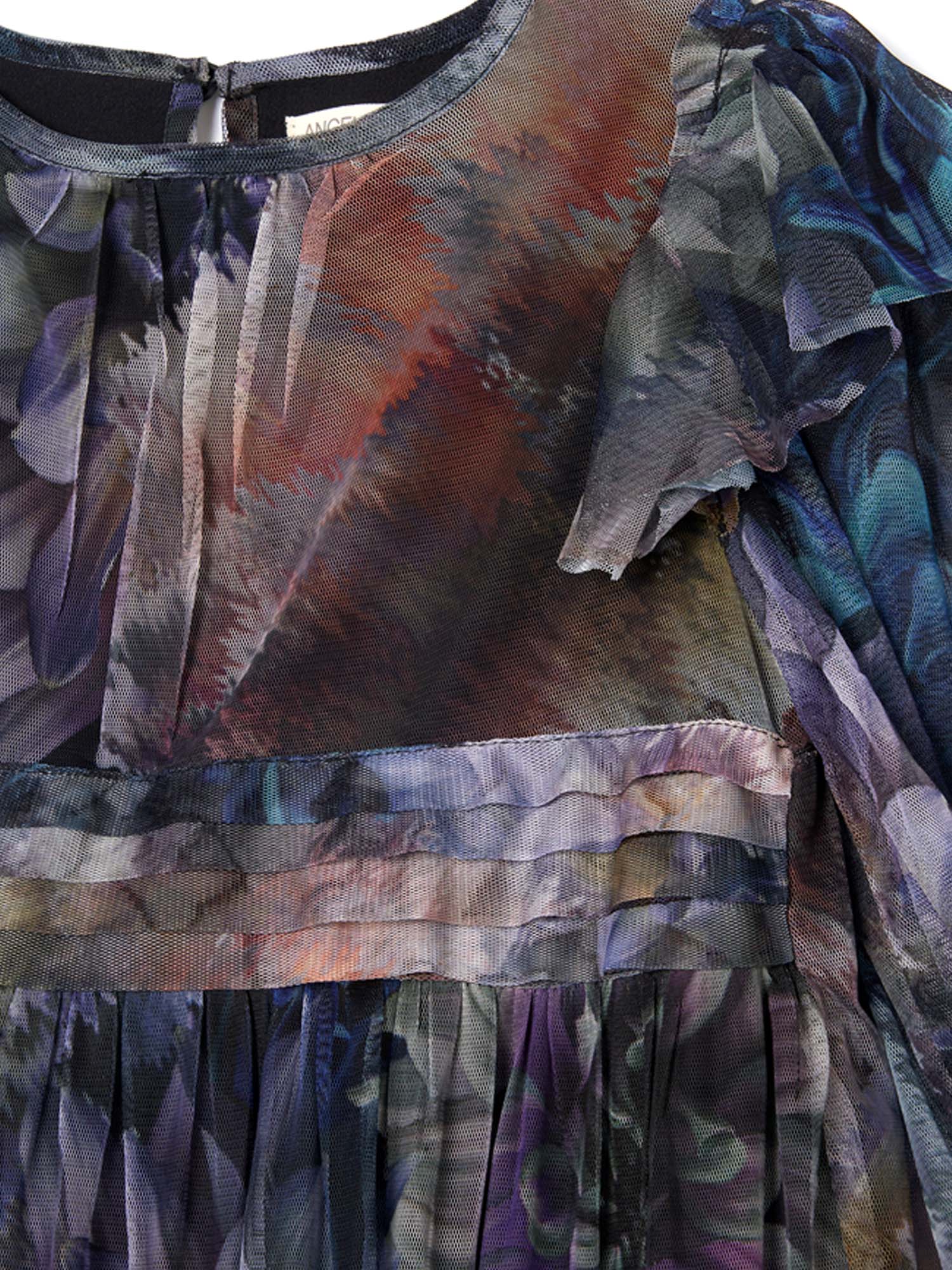Alessia Blue Floral Print Mesh Dress