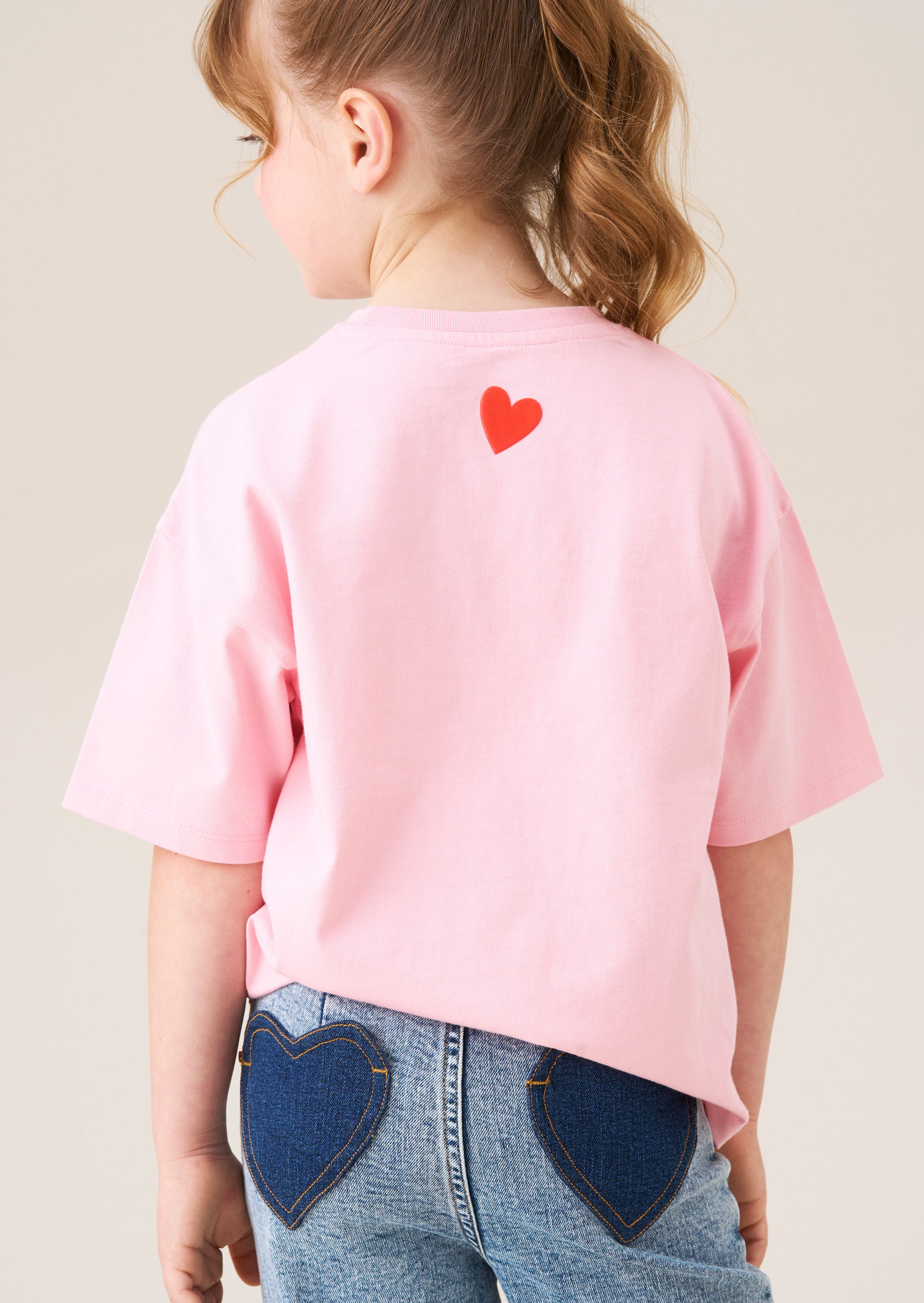 cute girl pink flocked tee