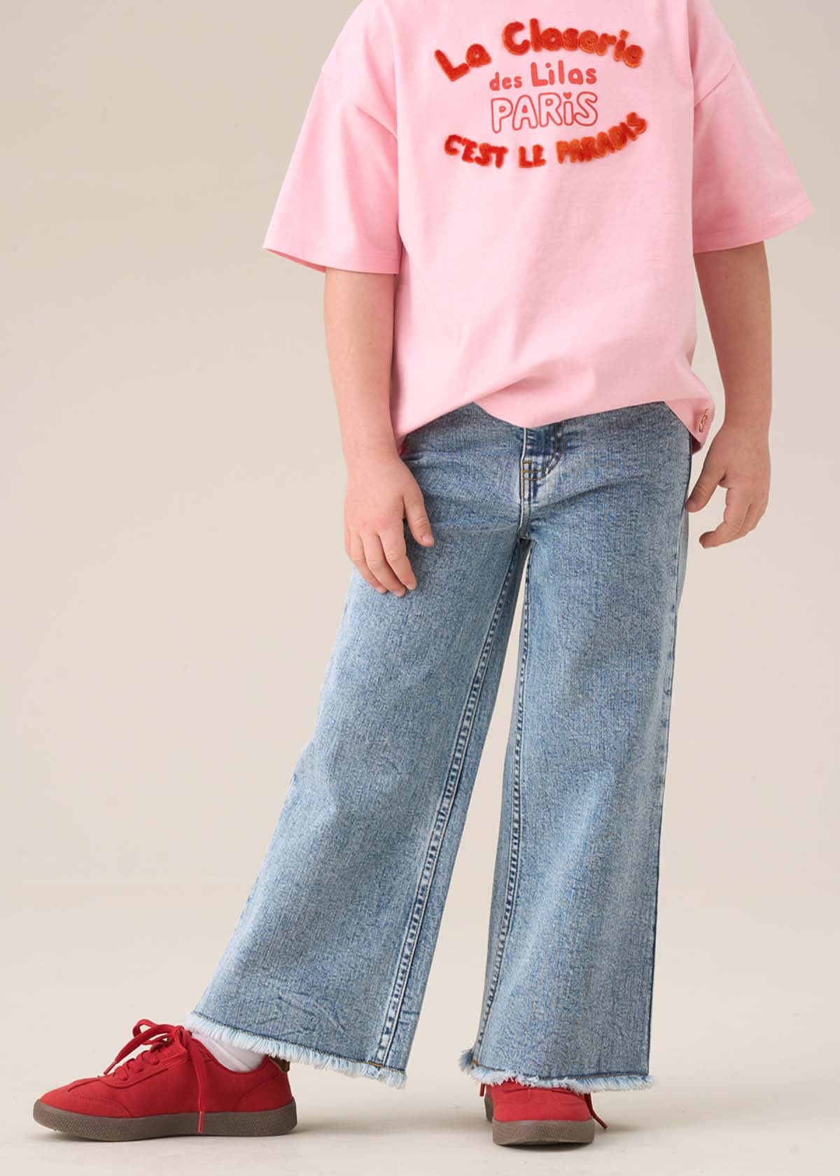 Girl Wide Leg Heart Pocket Jean