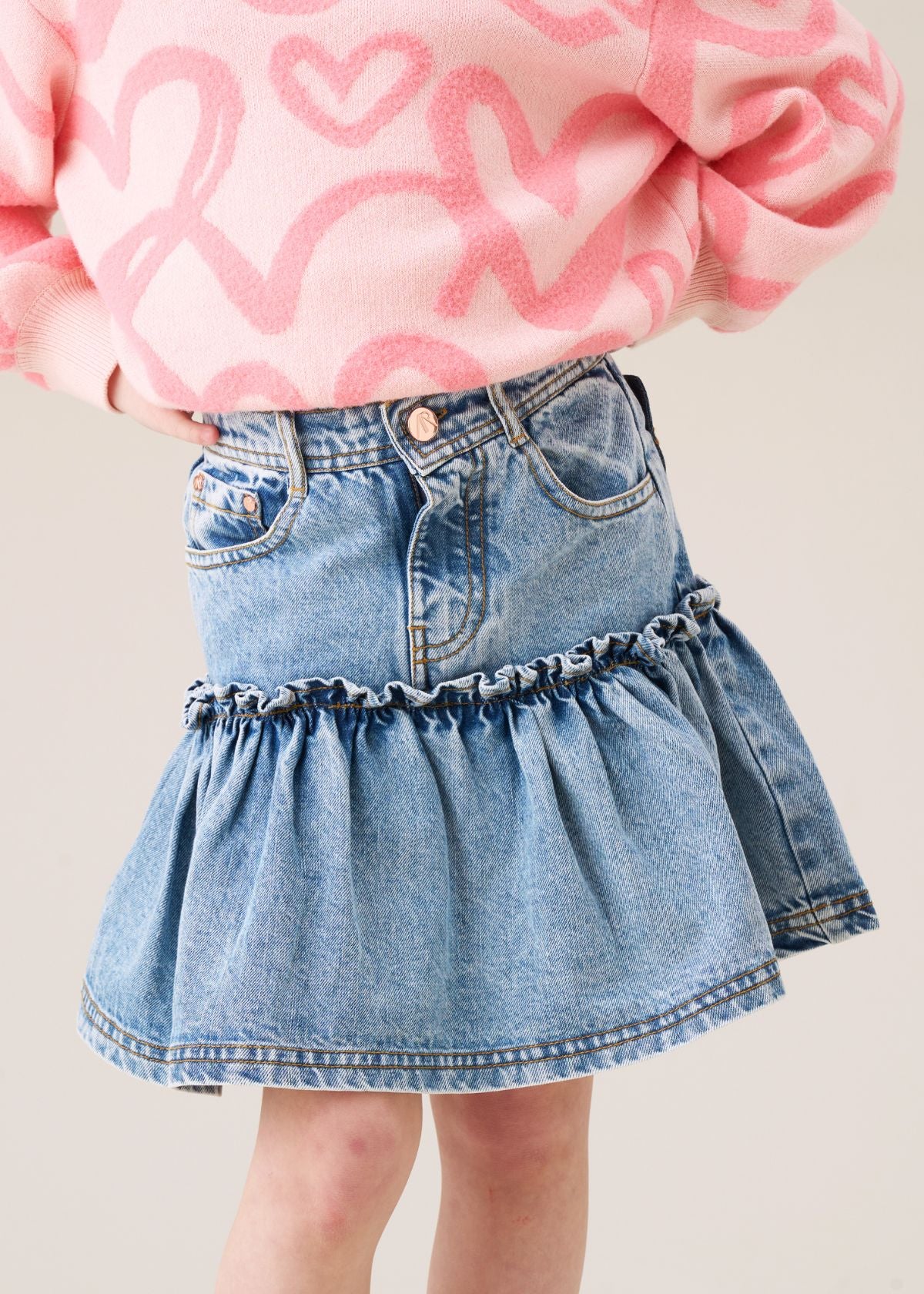 mini girl heart pocket denim skirt