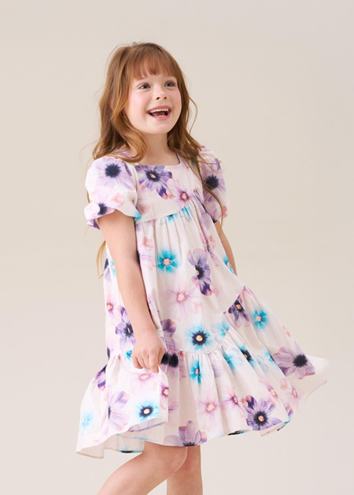 Girls Asymmetric Print Dress