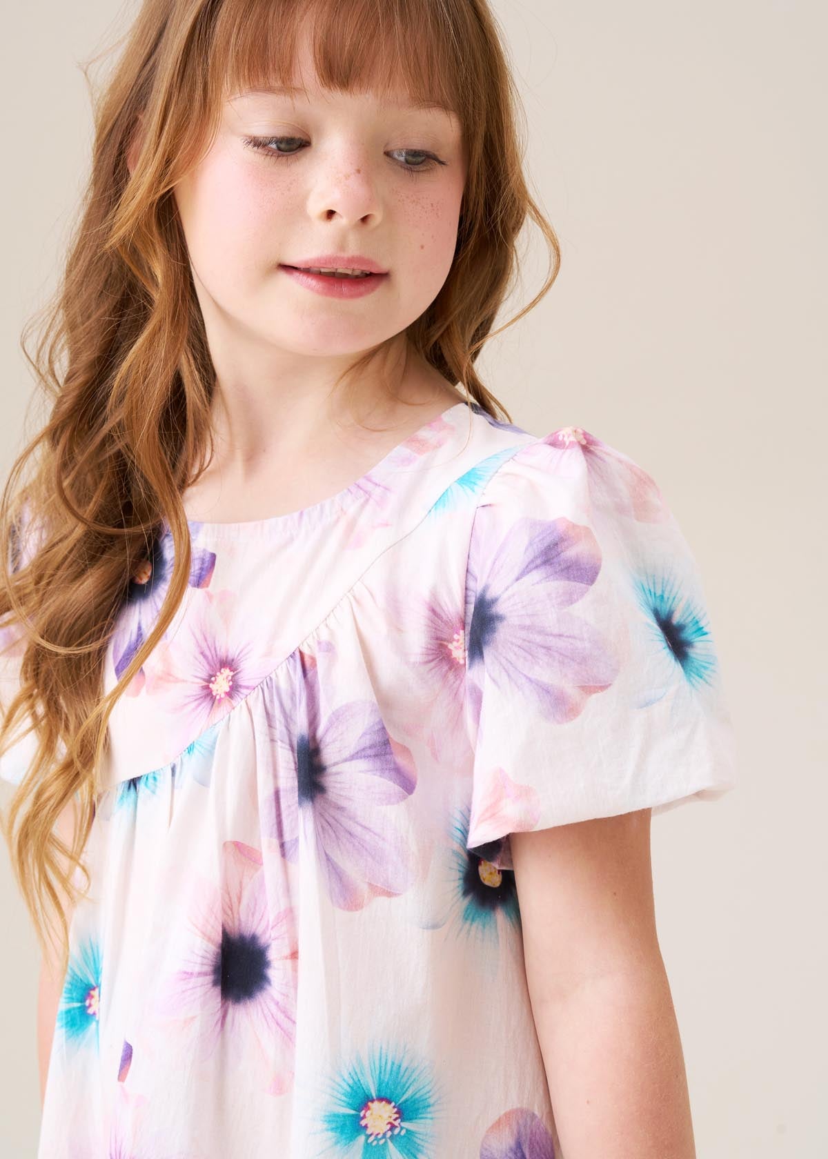 casual girls asymmetric print dress