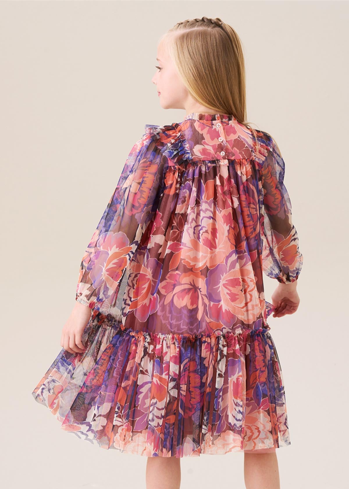maxi girl floral mesh dress