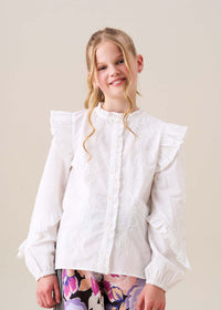 Lacey Embroidered Frill Sleeve Blouse