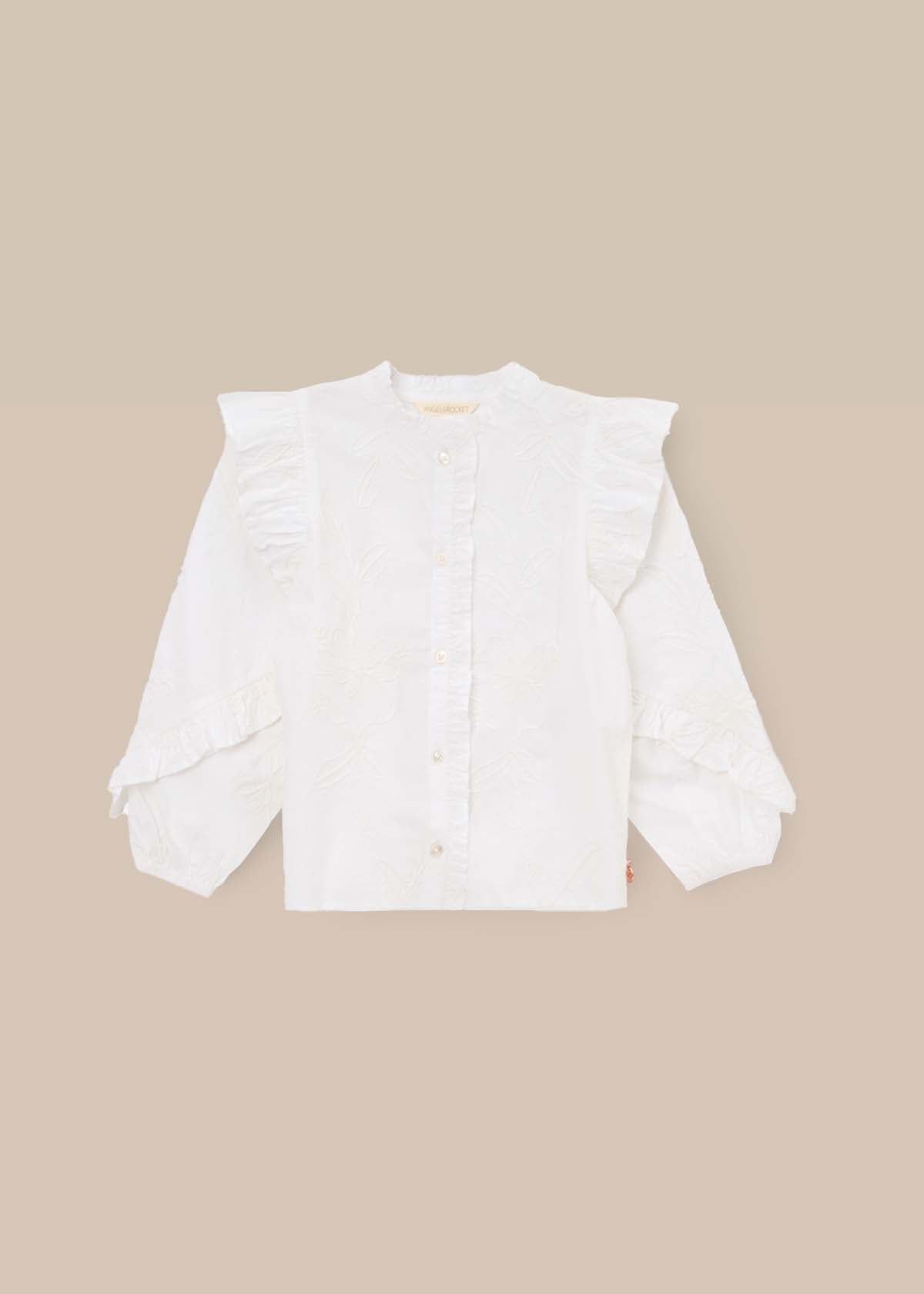 buy Embroidered Frill Sleeve Blouse