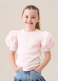 Agatha Pink Heart Rib Tee