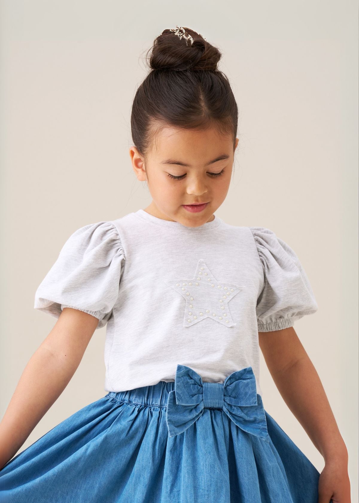 Agatha Grey Star Puff Sleeve Tee