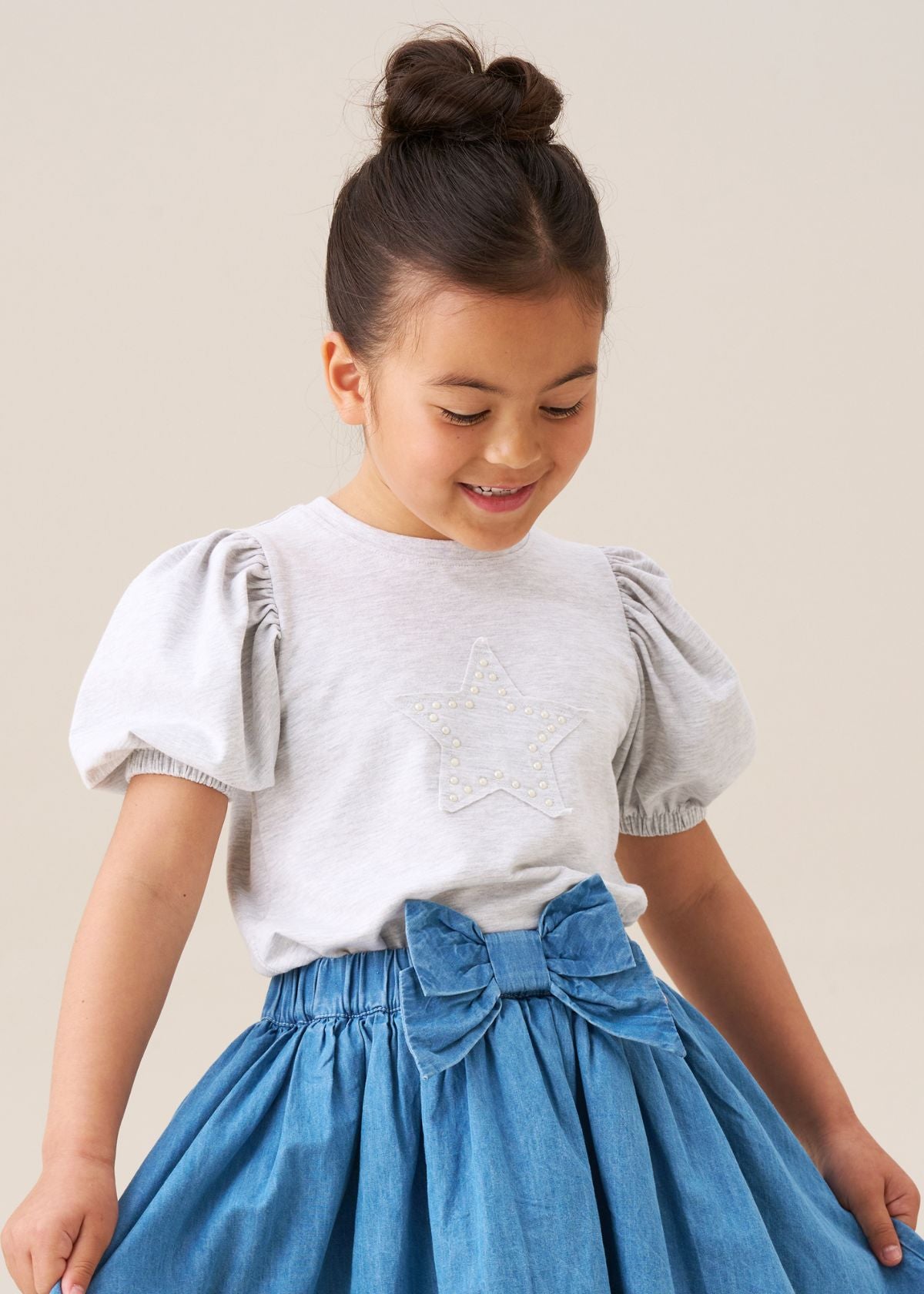 Agatha Grey Star Puff Sleeve Tee