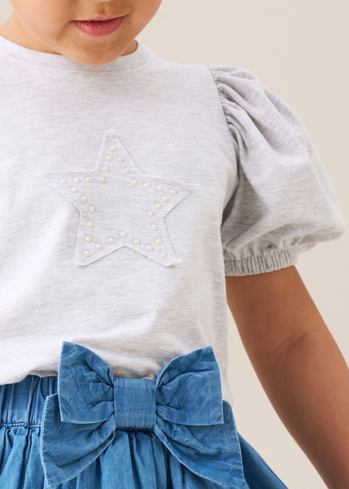 Agatha Grey Star Puff Sleeve Tee