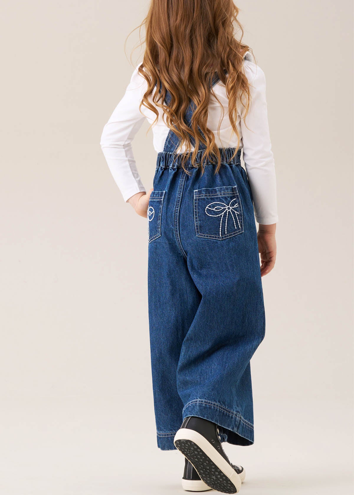 girls denim dungaree set