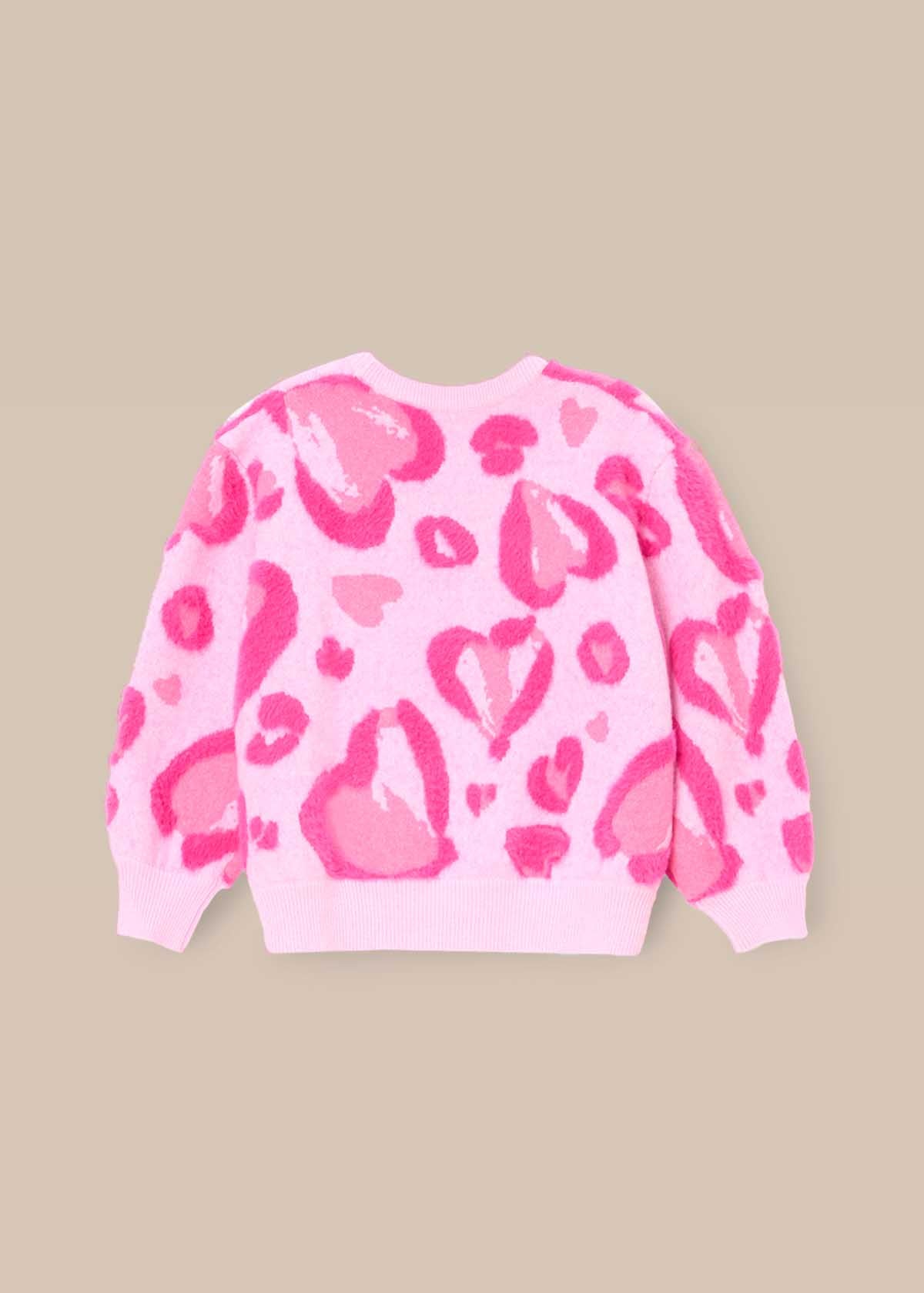 Reya Leopard Heart Eyelash Jumper