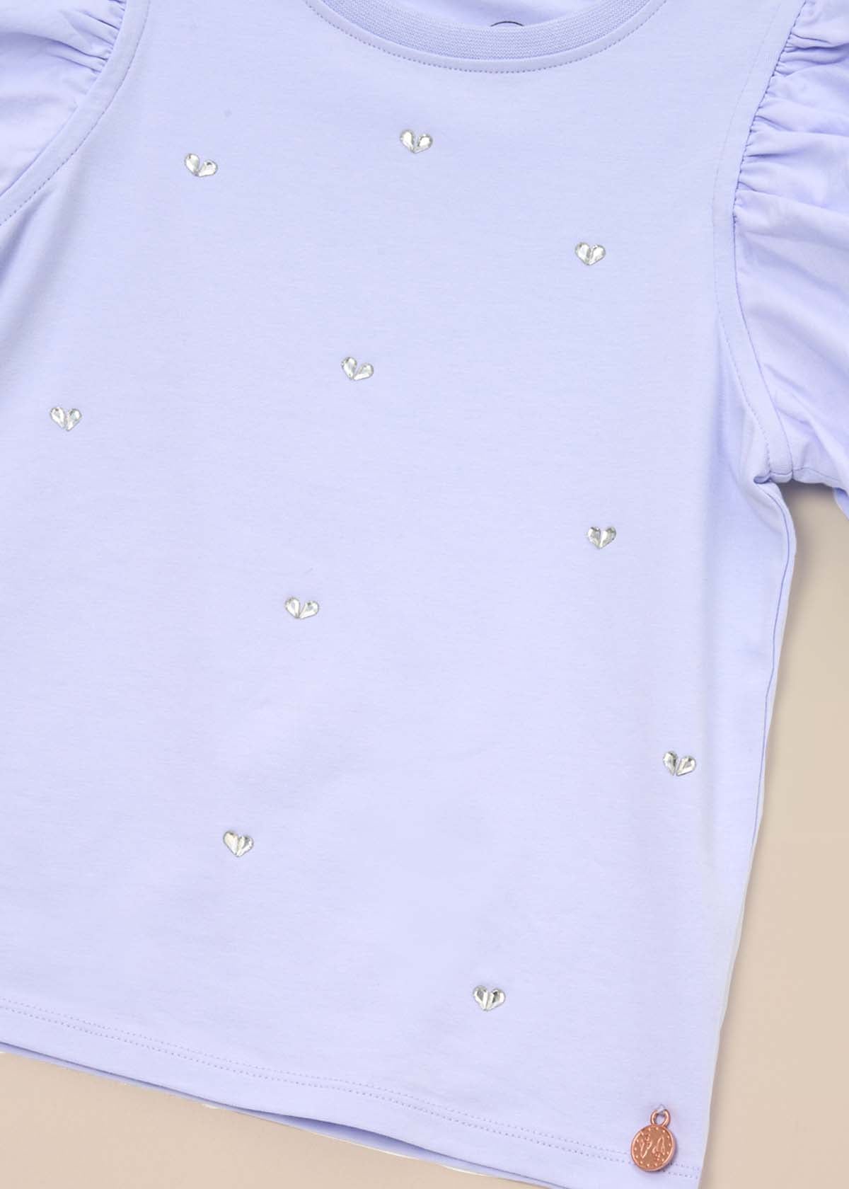outfit Diamonte Puff Sleeve Tee Lilac
