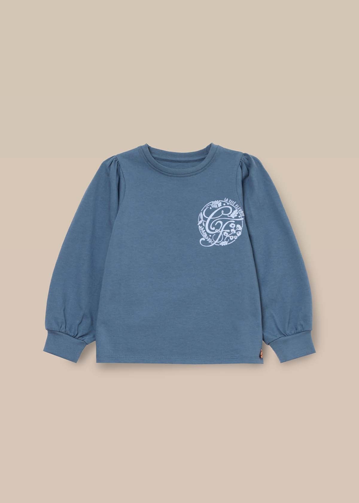 Girl Long Sleeve Print Tee Blue