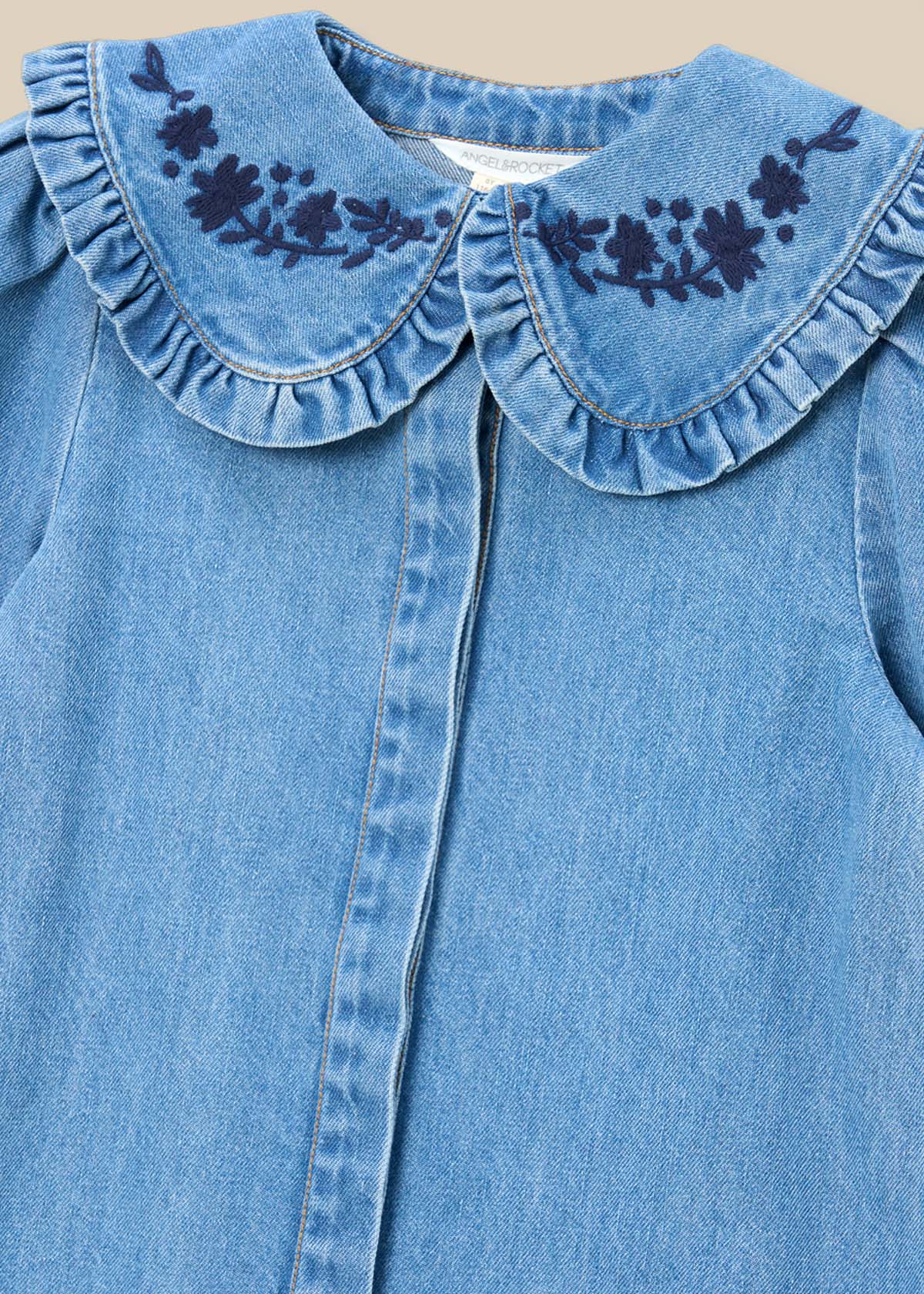 Aria Denim Embroidered Collar Dress