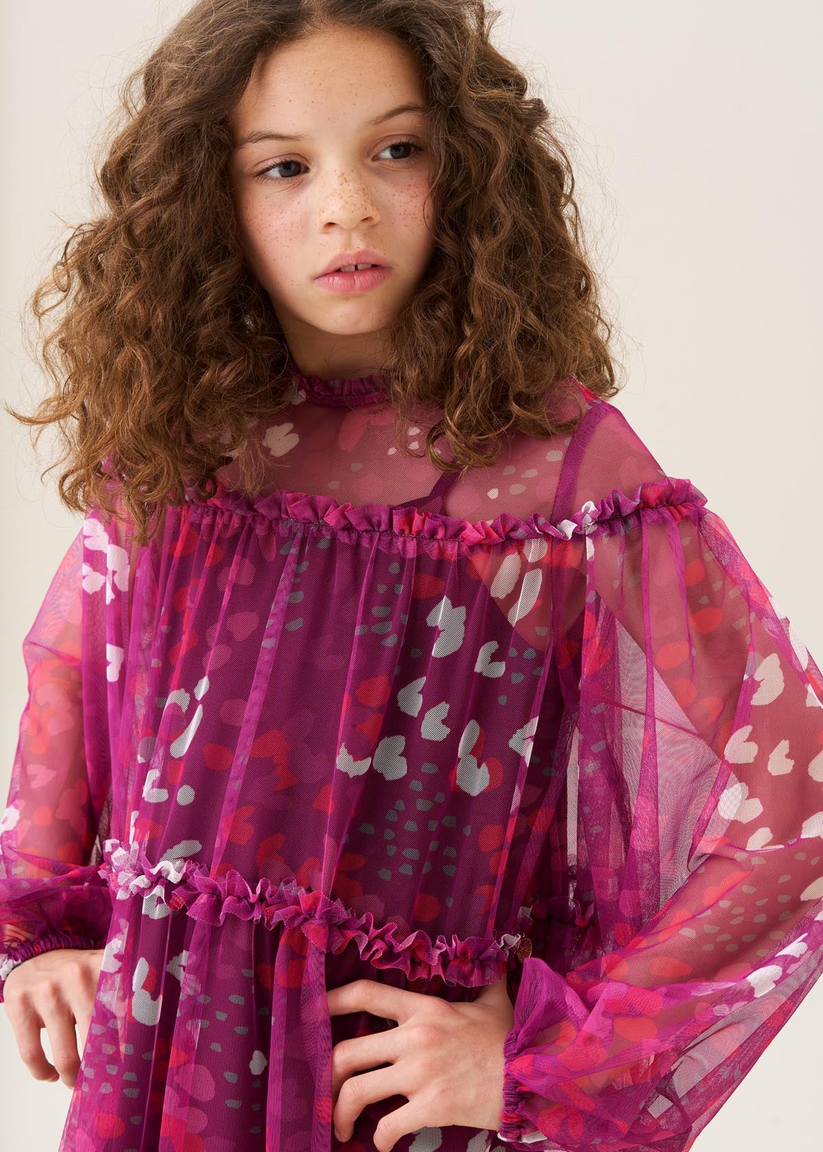Cara Printed Mesh Dress Pink