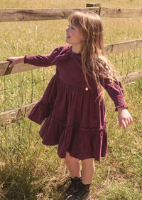Ava Bow Collar Cord Dress Purple