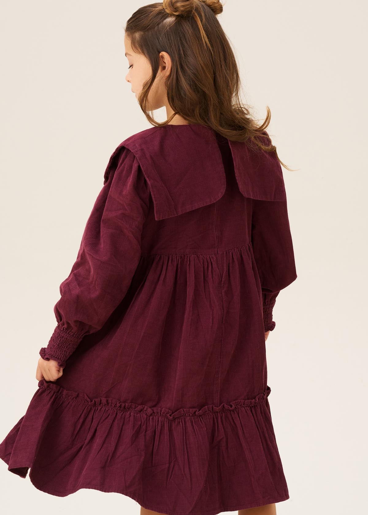 Ava Bow Collar Cord Dress Purple