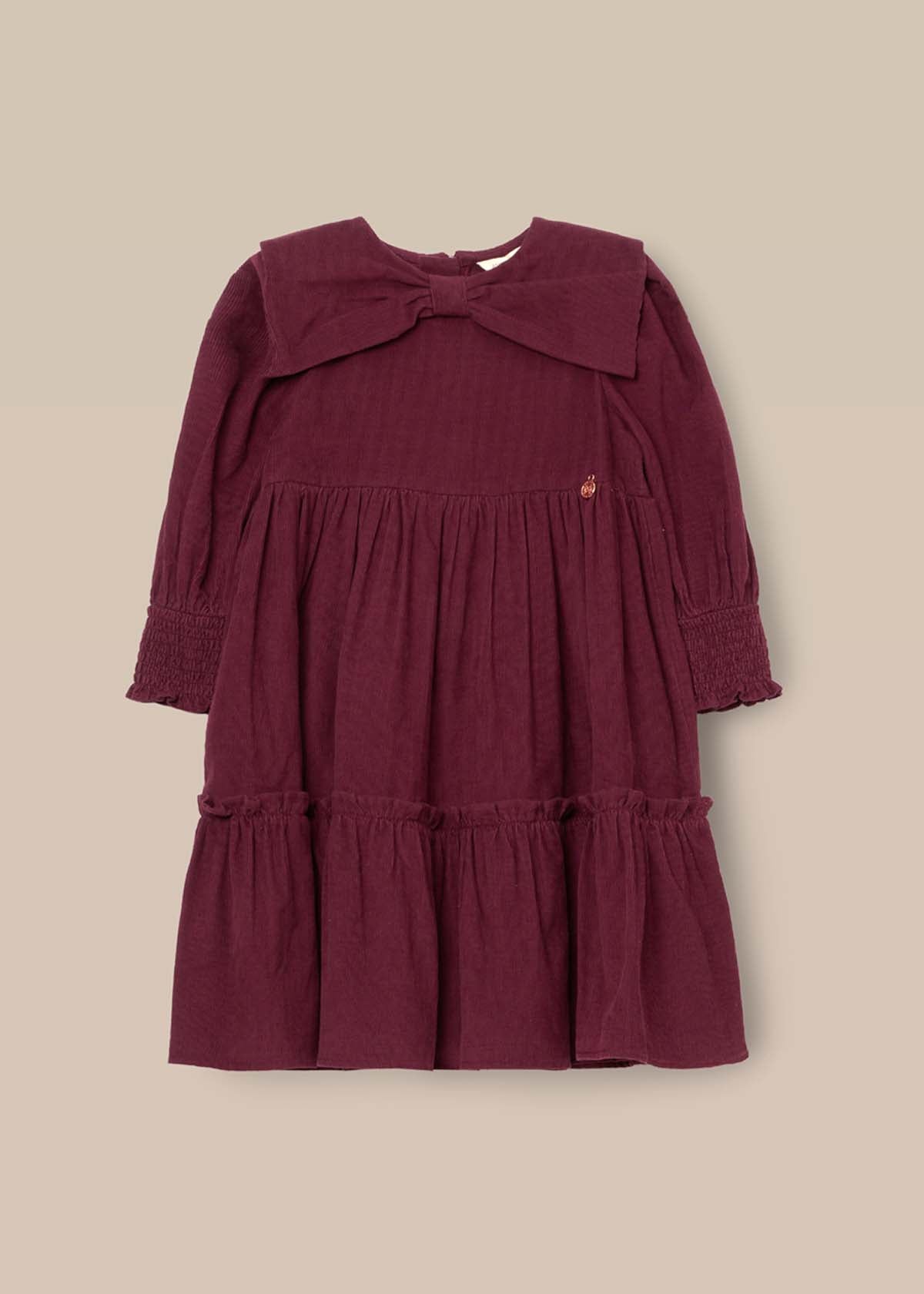 Ava Bow Collar Cord Dress Purple