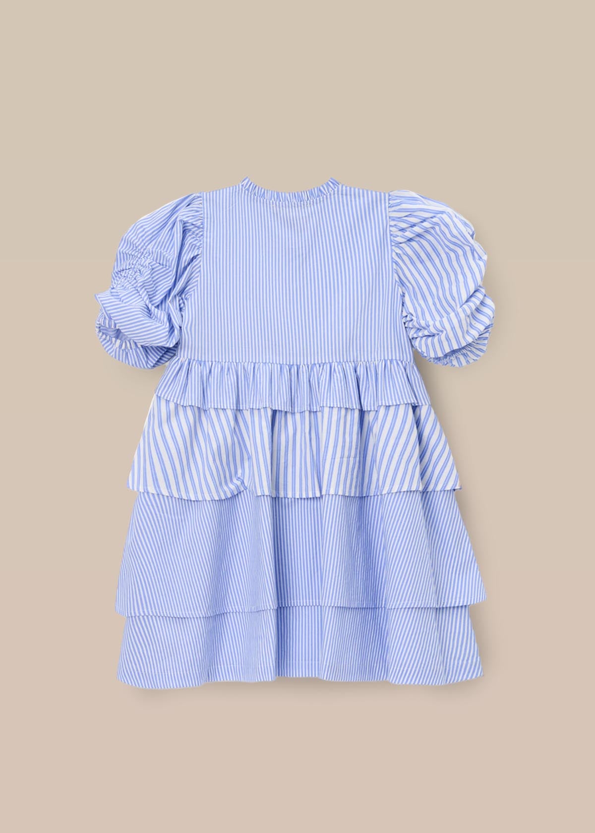Buy Girls Blue Mixed Stripe Tiered Dress