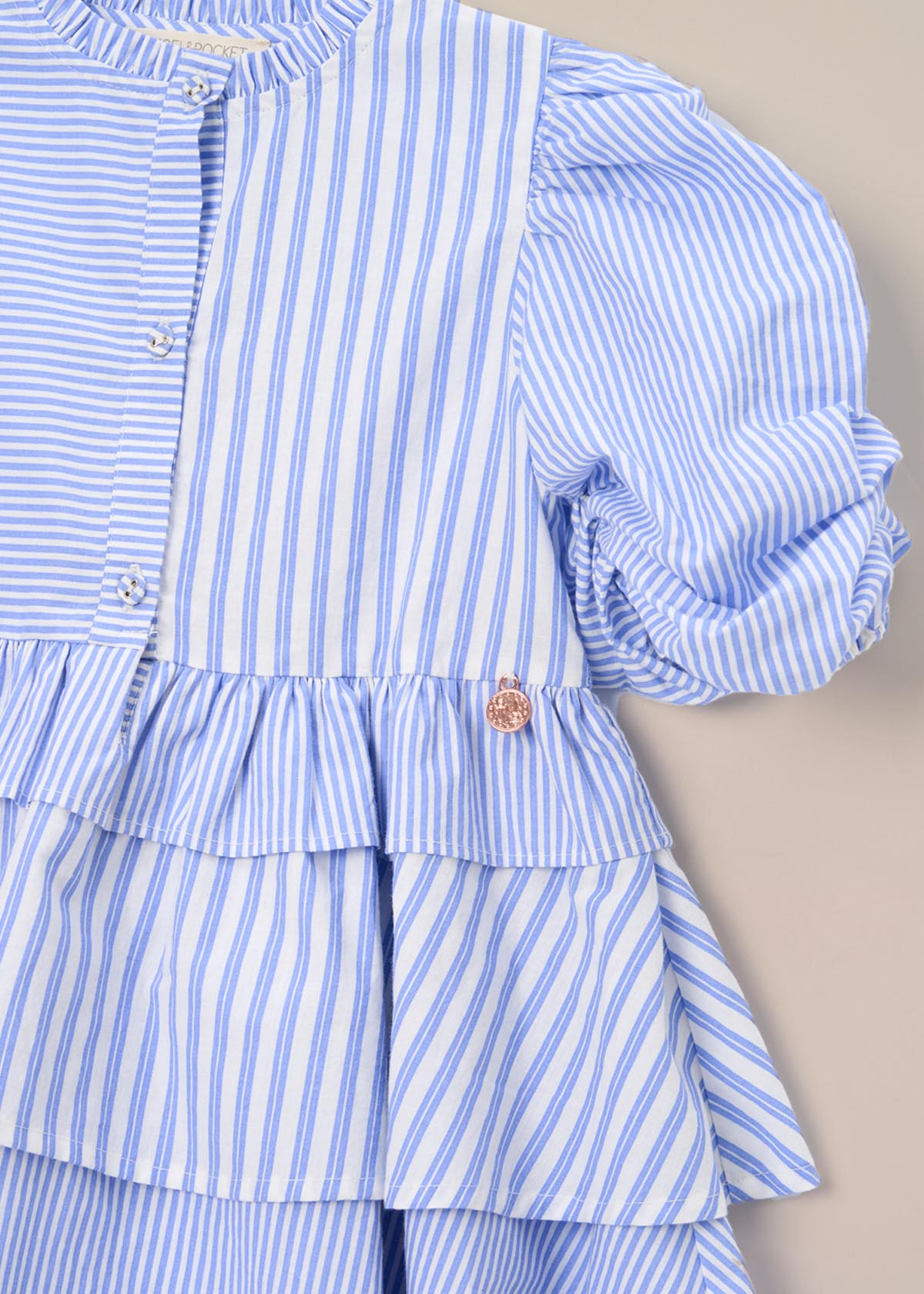 Online Girls Blue Mixed Stripe Tiered Dress