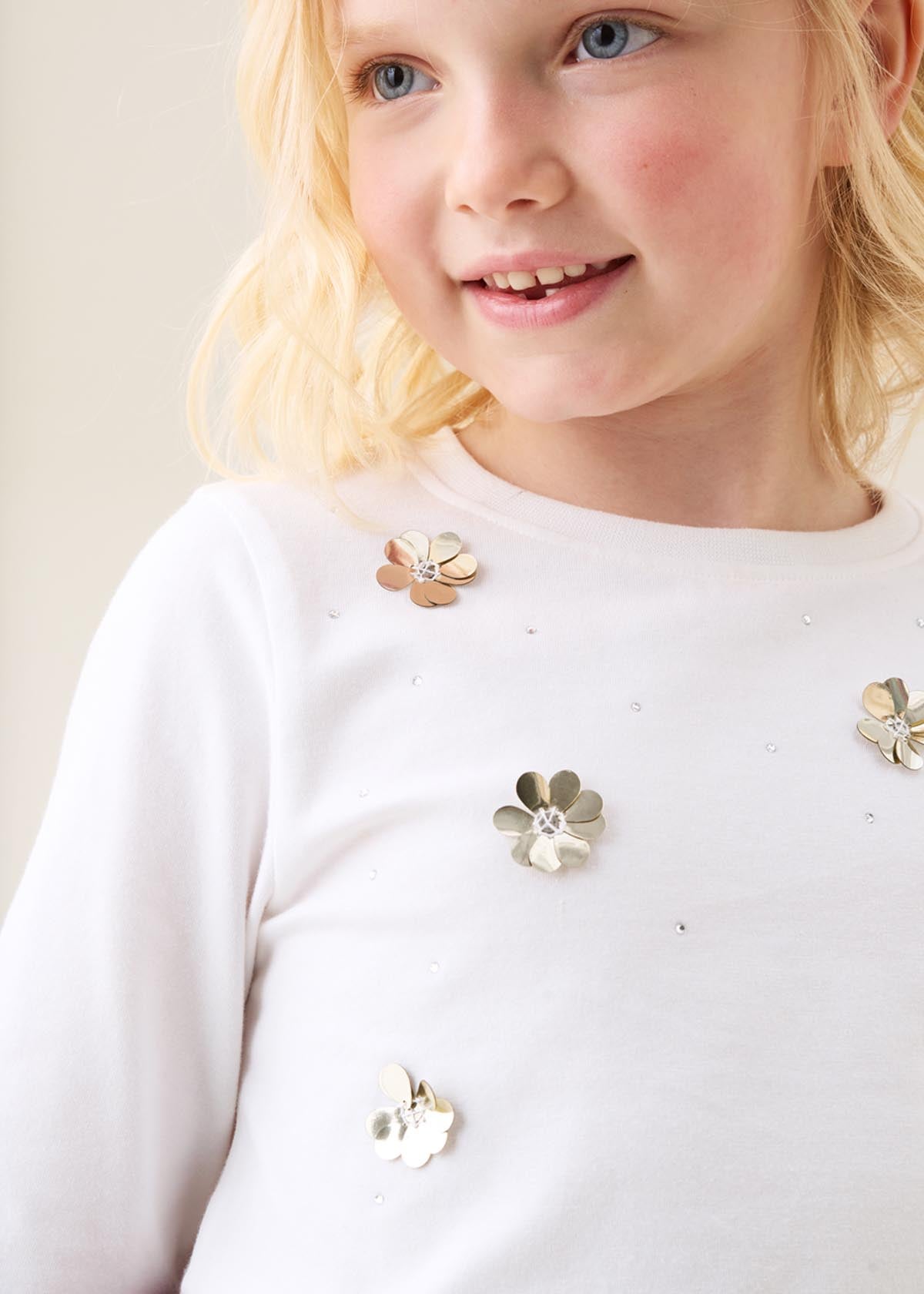 buy online Sequin Embellished Long Sleeve Tee White