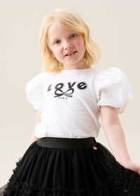 Heidi White Puff Sleeve Embellished Tee