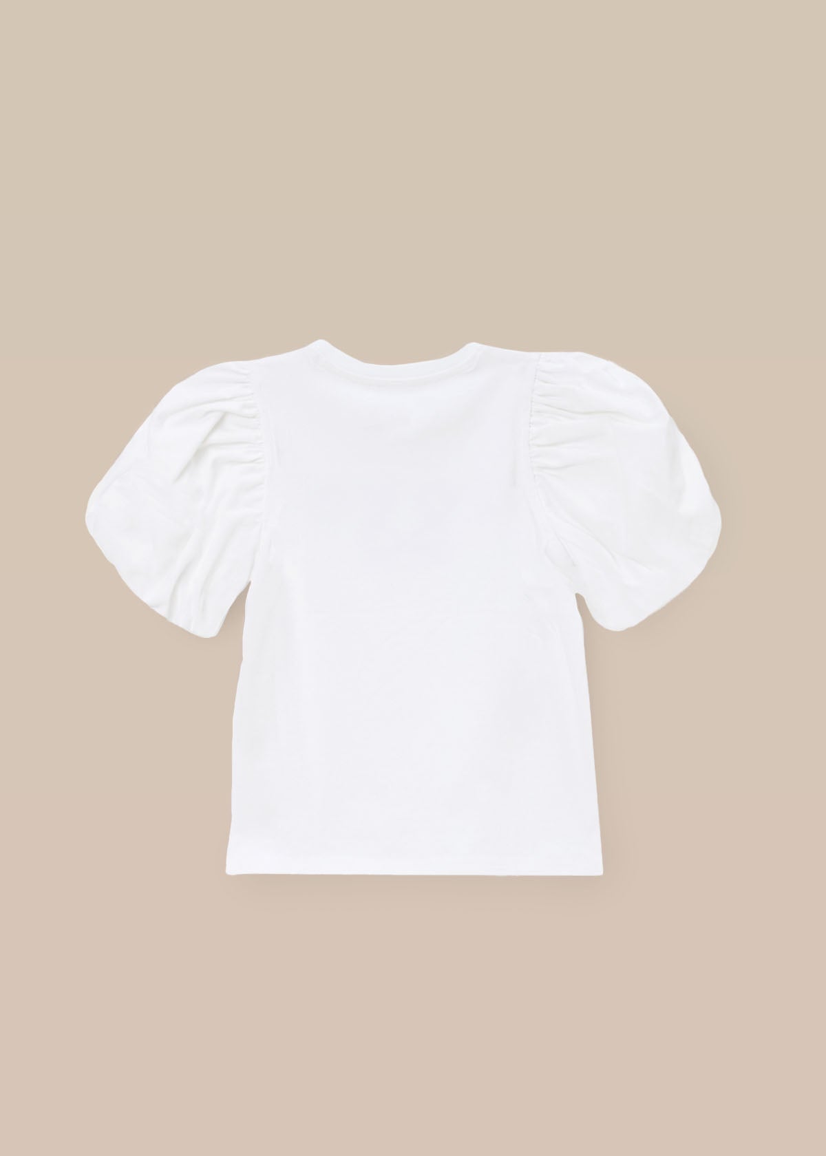 cotton White Puff Sleeve Embellished Tee White