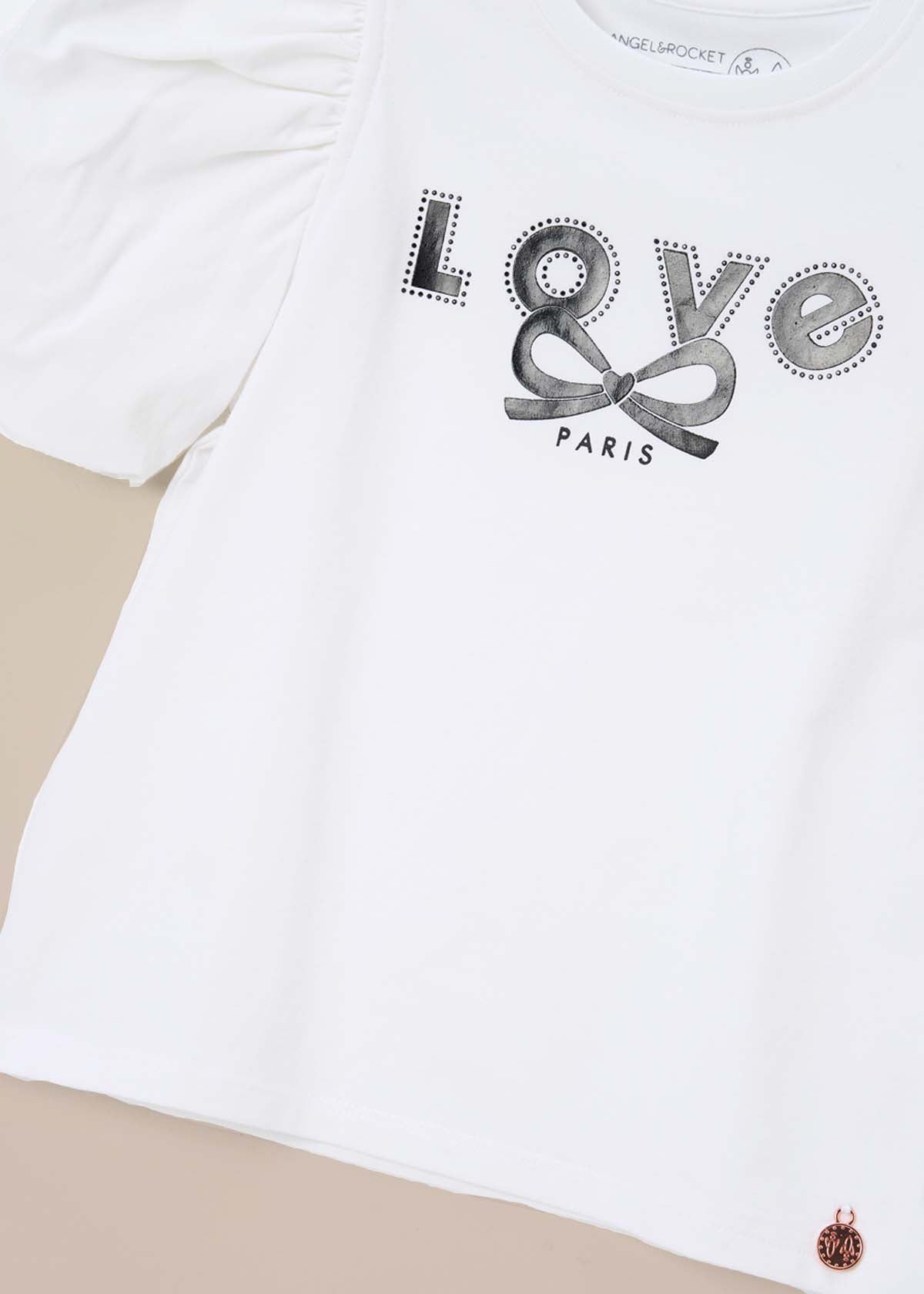 buy online White Puff Sleeve Embellished Tee White