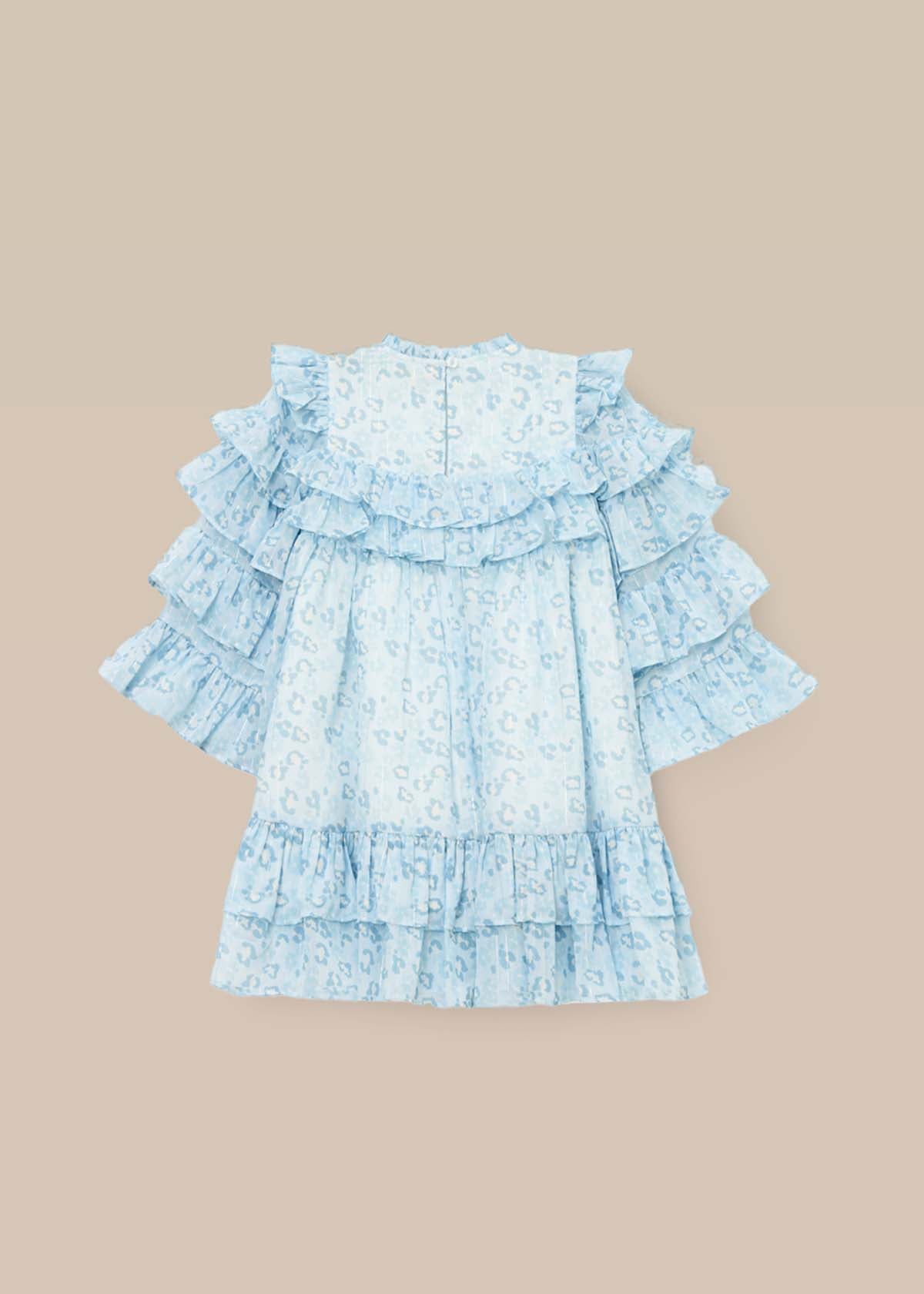 Buy Girls Imogen Blue Leopard Frill Dress Blue
