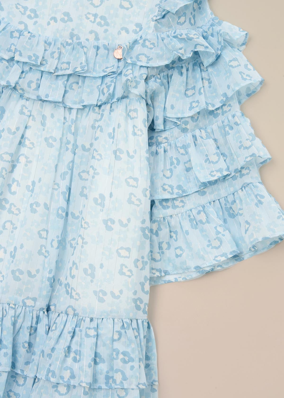 Online Girls Imogen Blue Leopard Frill Dress Blue