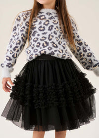 Sallie Black Ruffle Mesh Skirt
