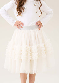 Sallie Ivory Ruffle Mesh Skirt