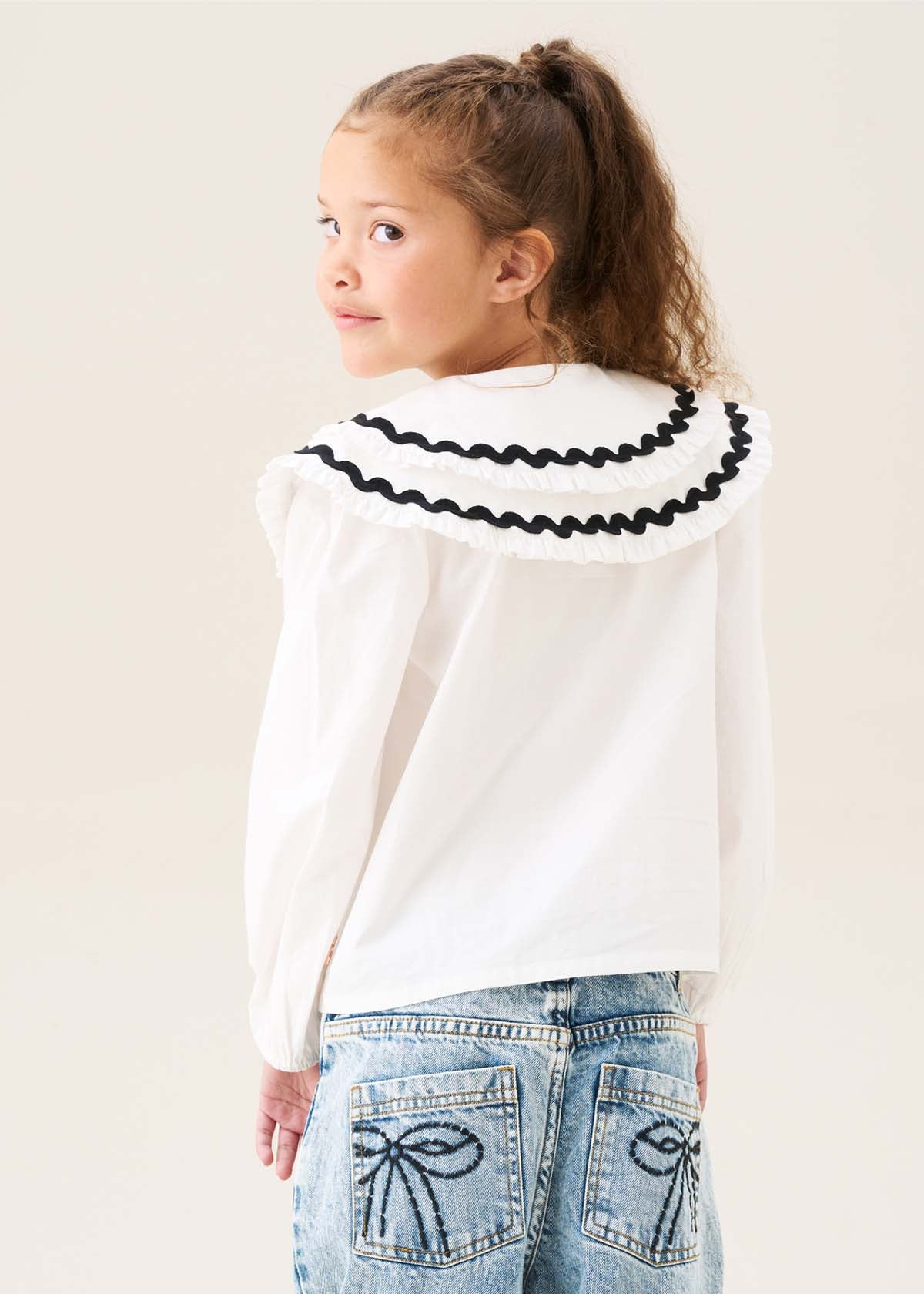 button down girl double collar blouse