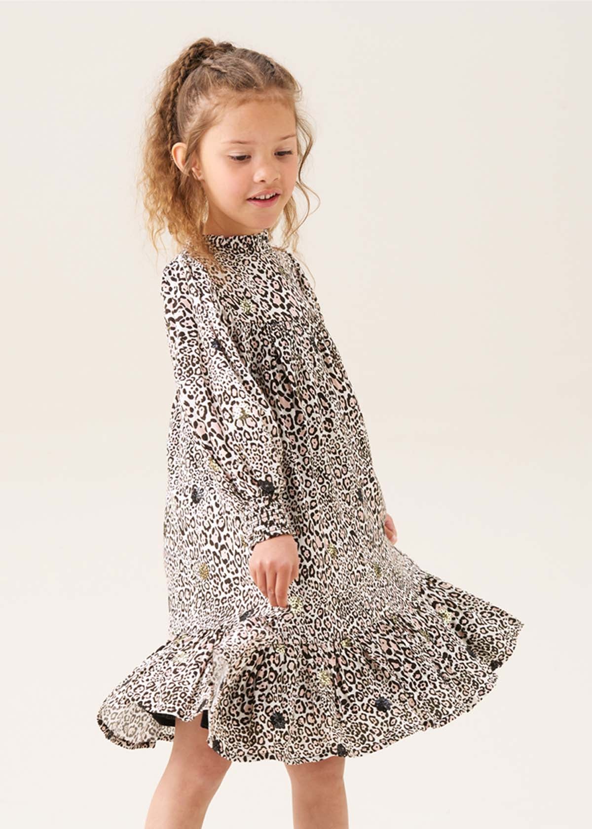 mini girl leopard sequin embellished dress