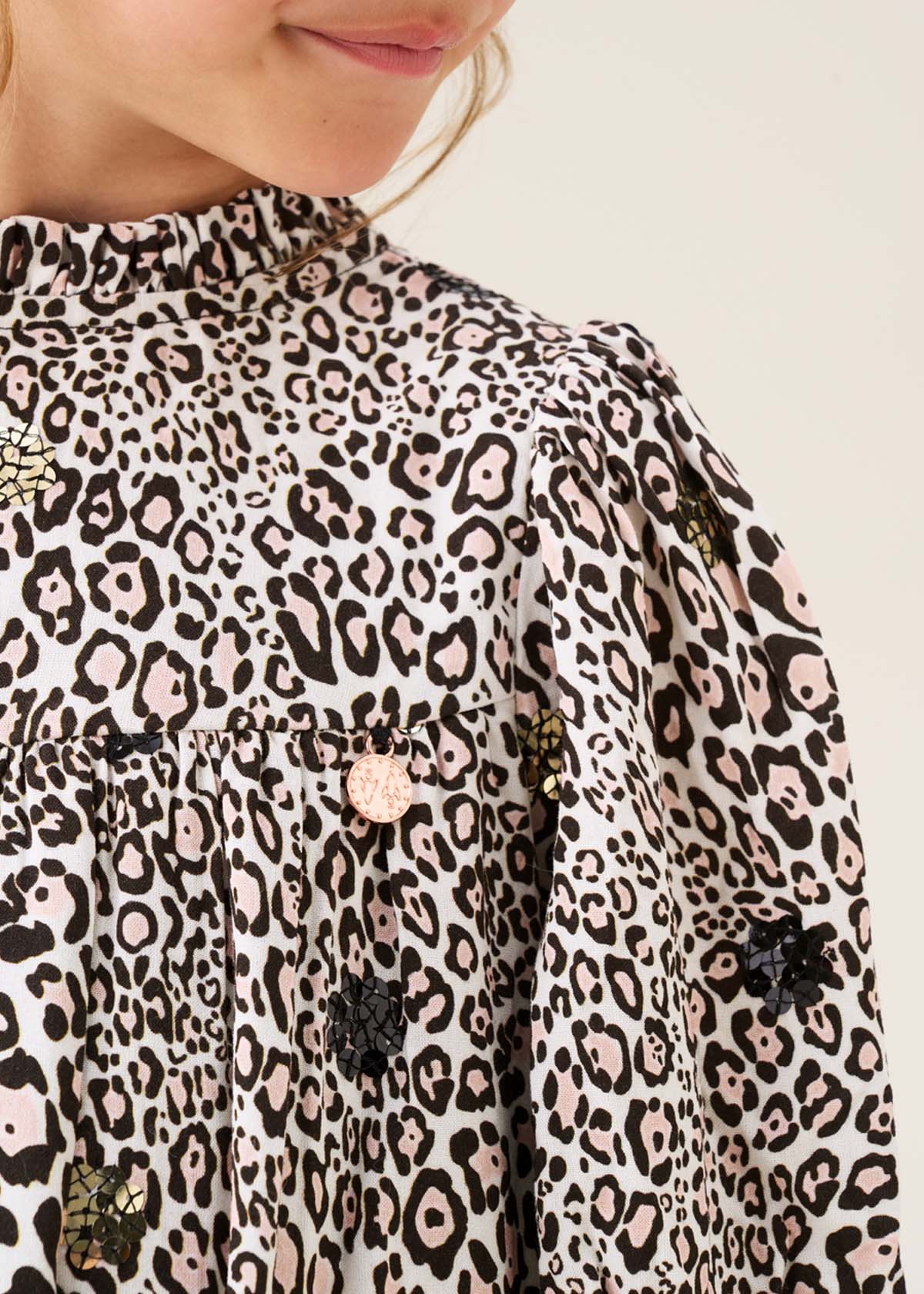 midi girl leopard sequin embellished dress