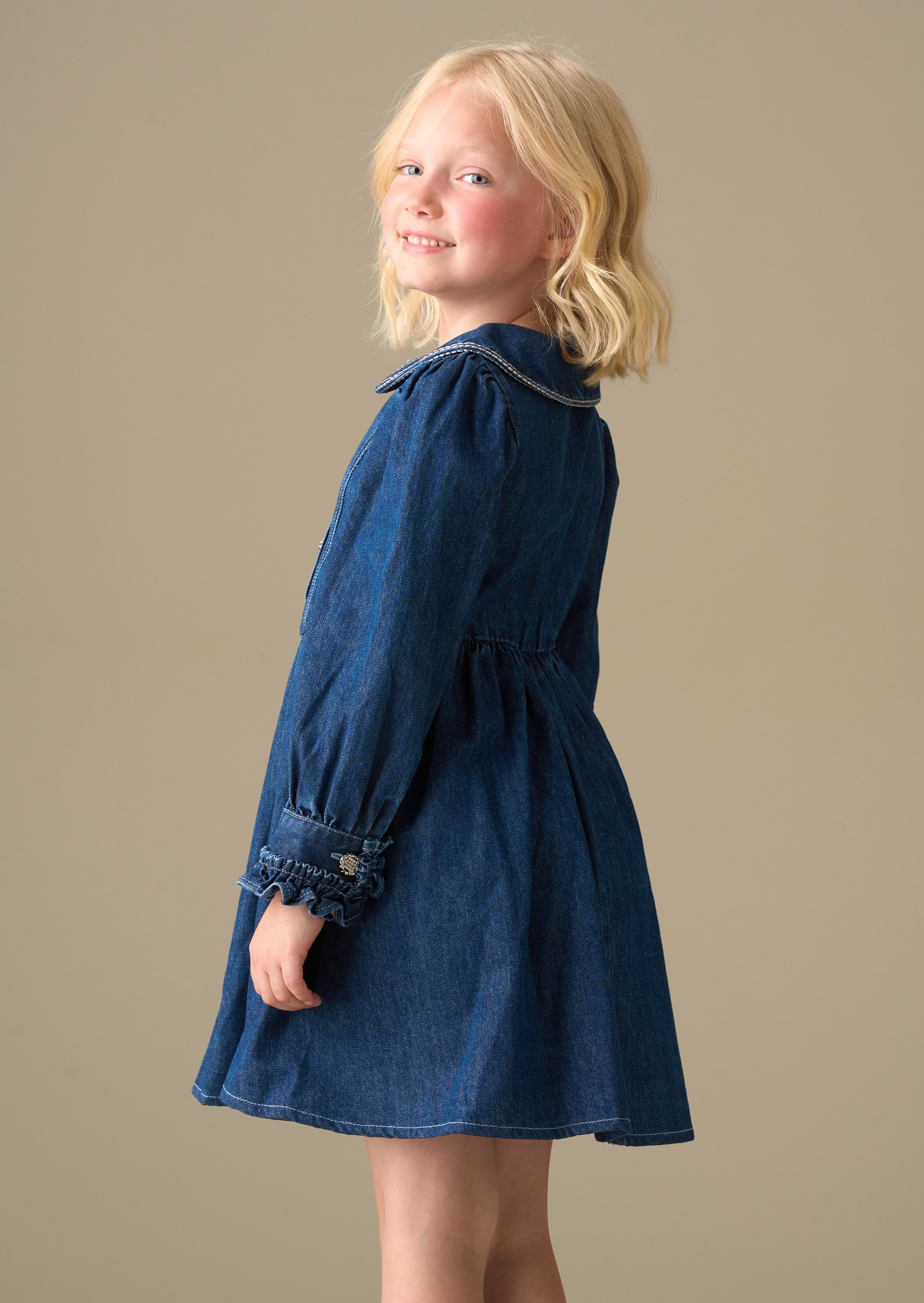 maxi girl diamante embellished denim dress