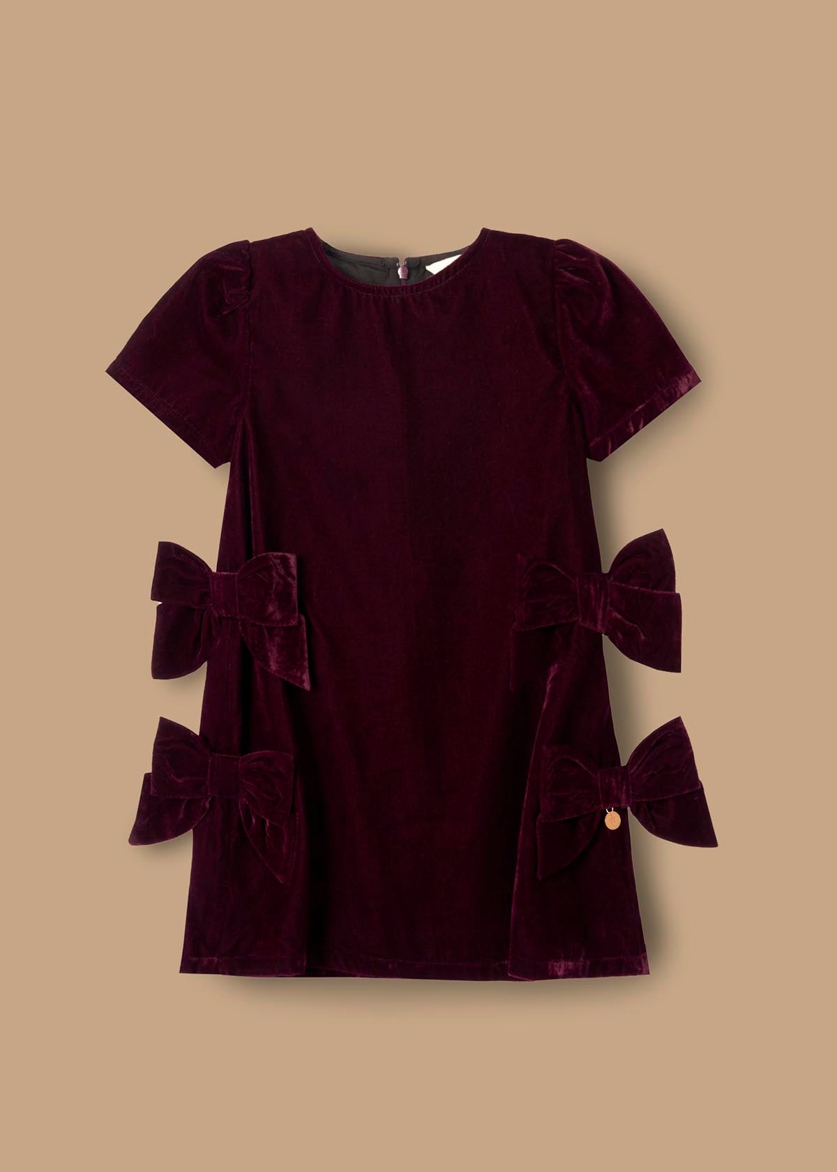 maxi girls velvet bow shift dress