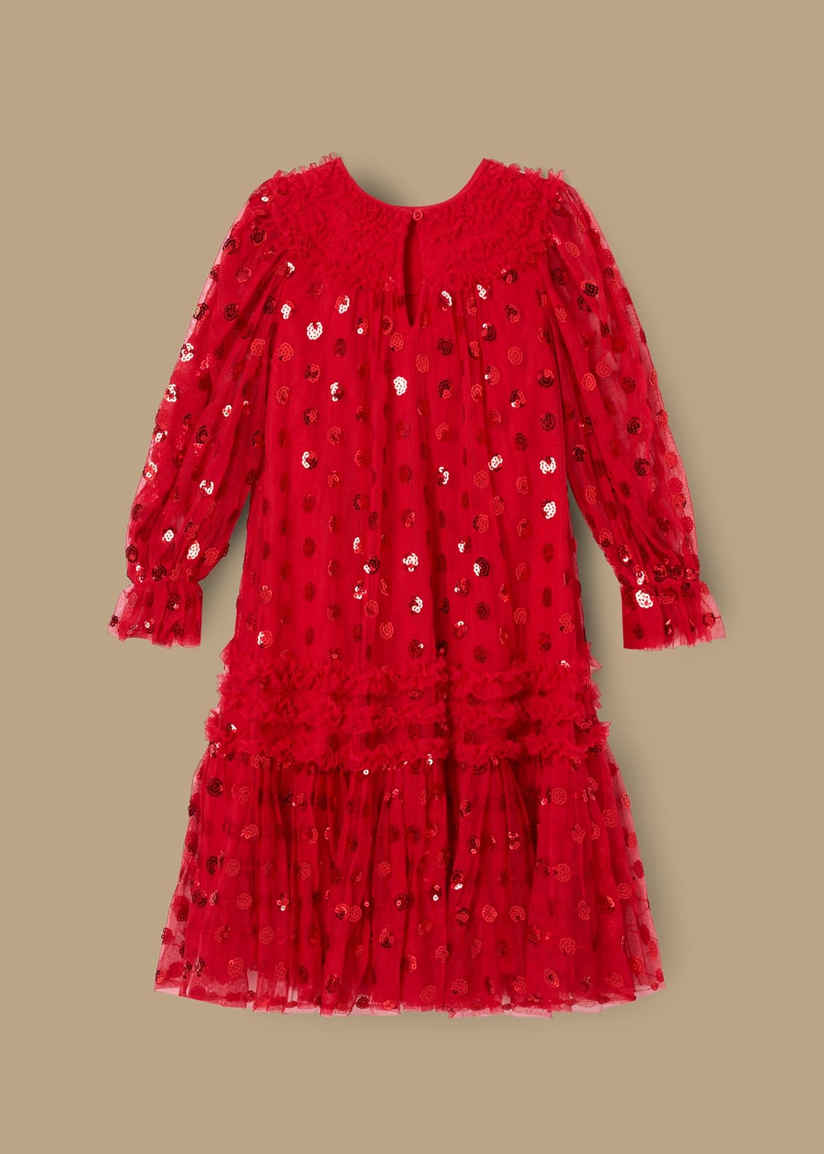 maxi girl ruffle mesh dress