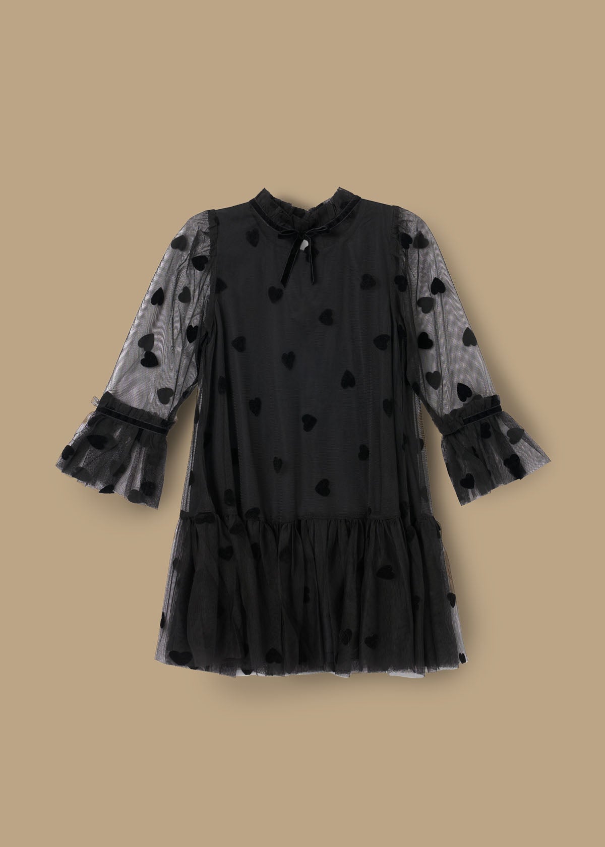 Neve Flock Heart Mesh Dress