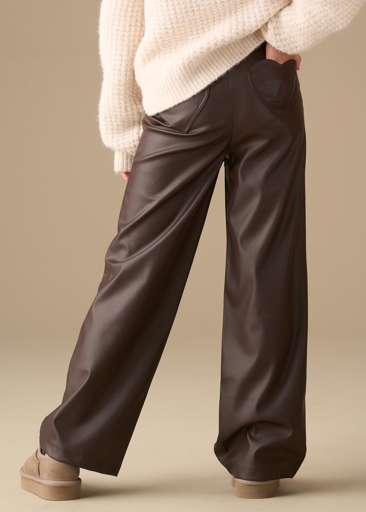 Girls Faux Leather Trousers