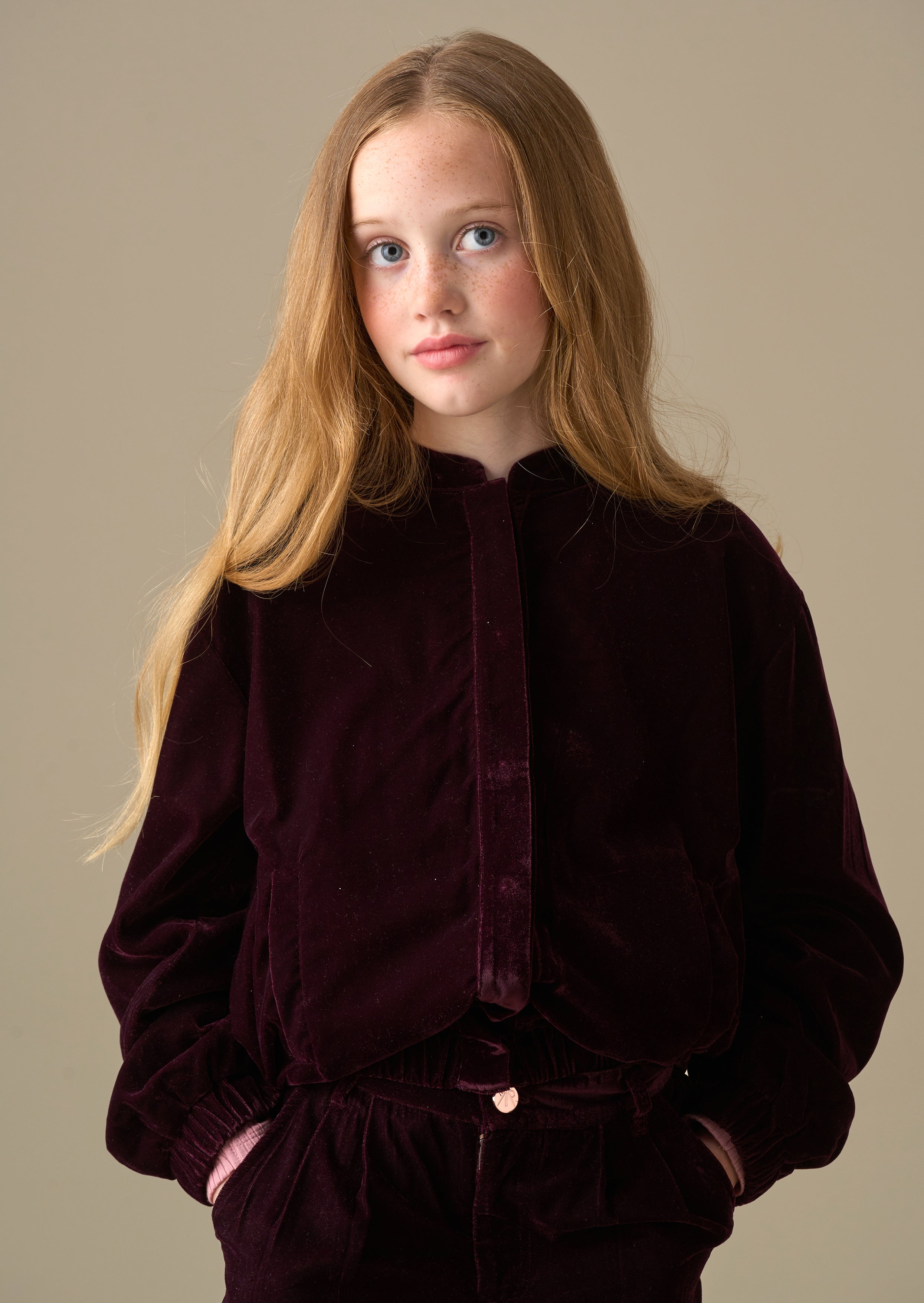 Girls Velvet Bomber Jacket