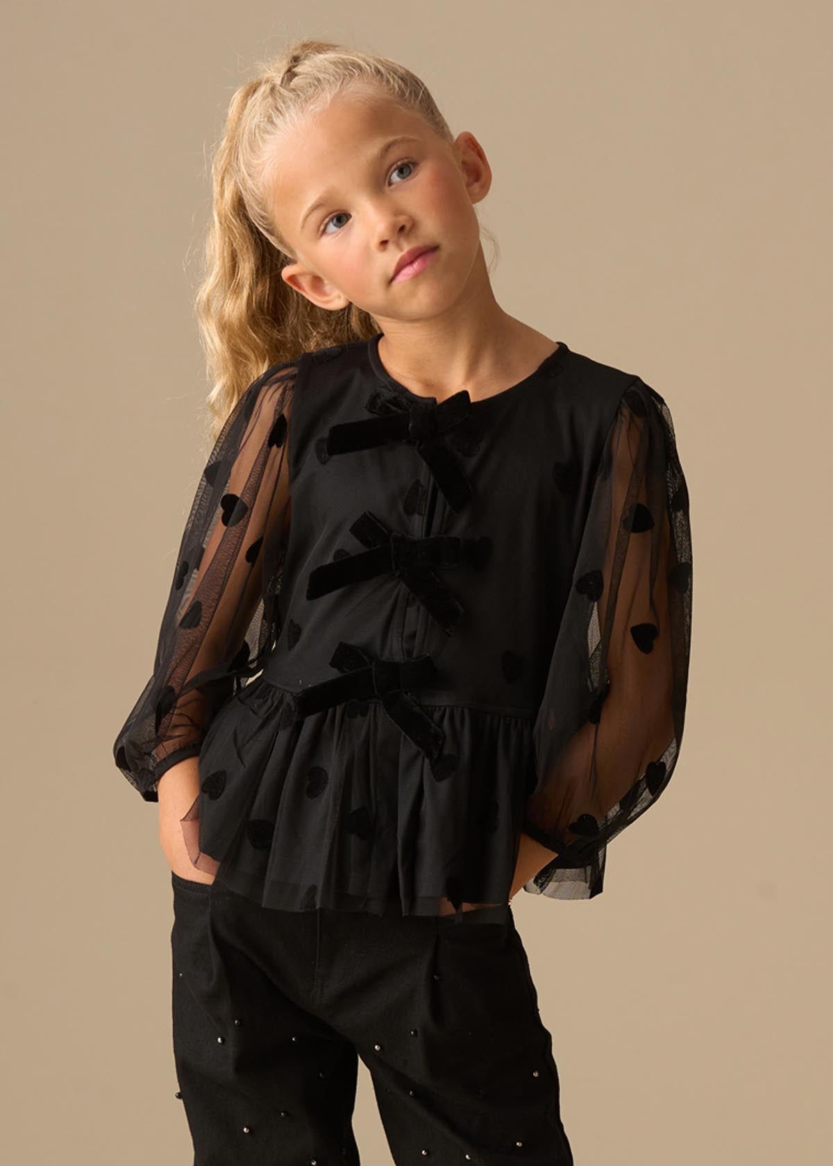 Neve Flock Heart Mesh Top