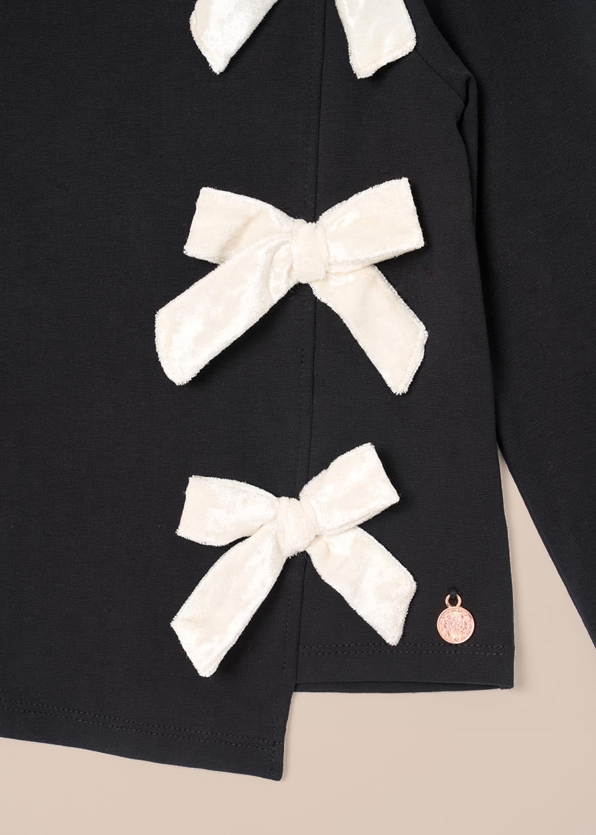 buy girl asymmetric bow ls top black