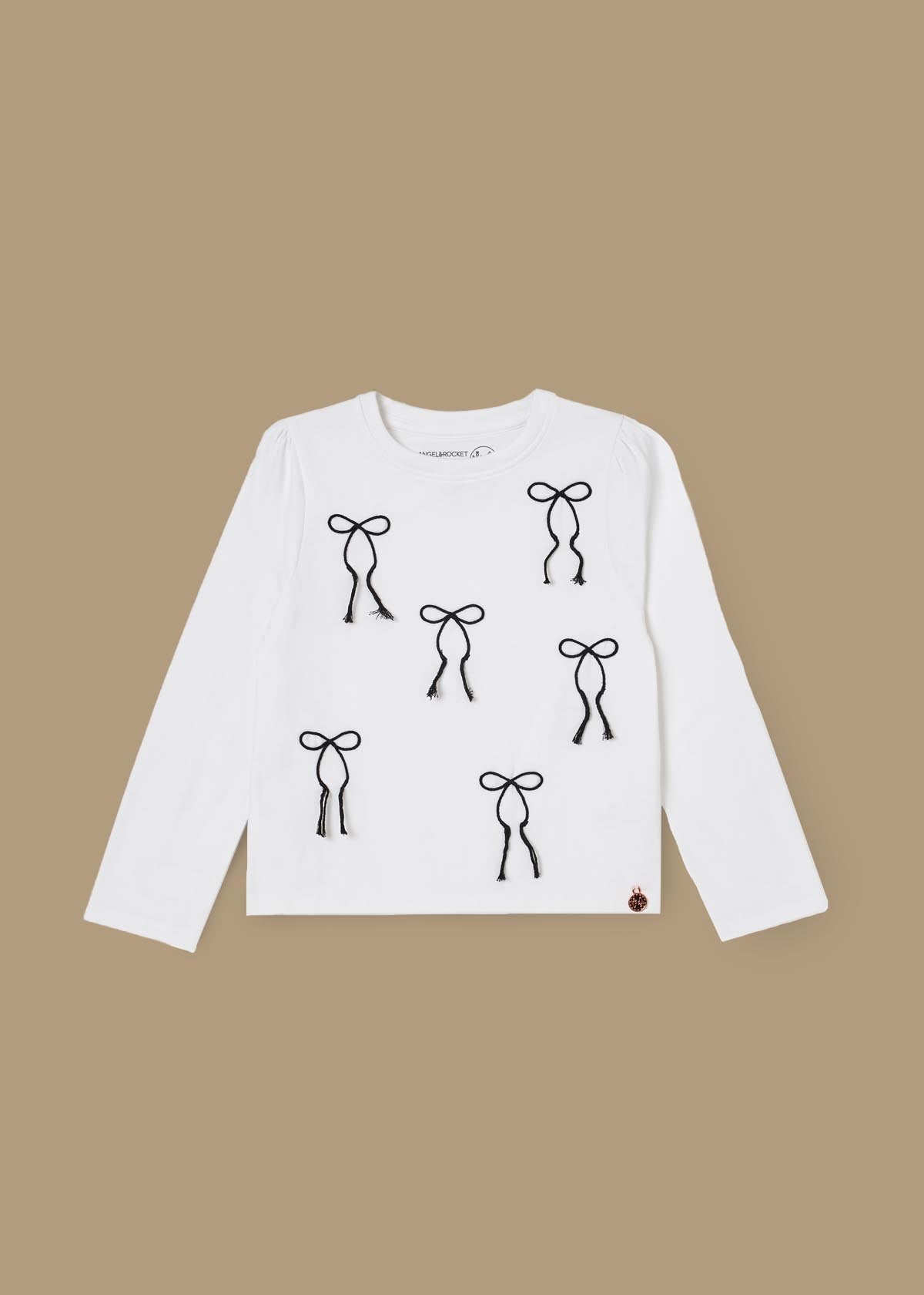 Imogen Embroidered Bow Ls Top - White