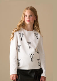 Imogen Embroidered Bow Ls Top