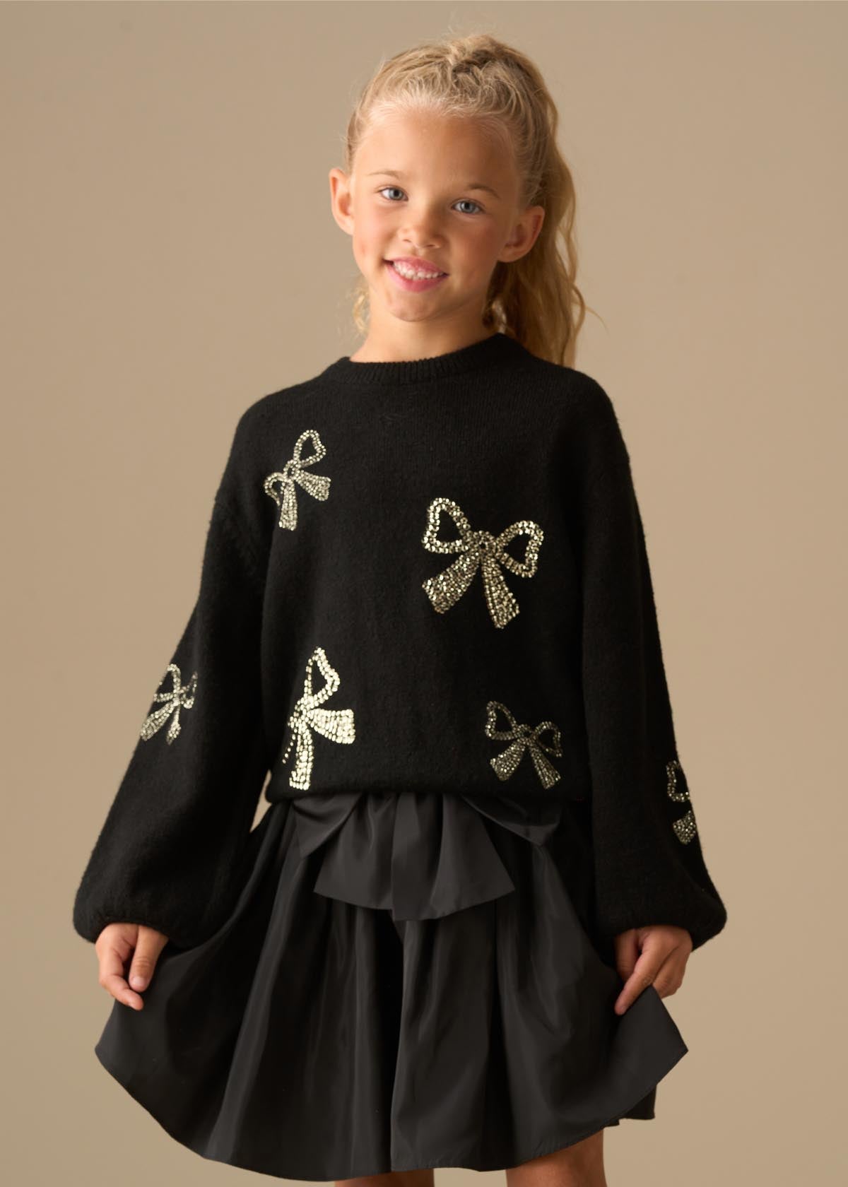 Anna Sequin Bow Jumper
