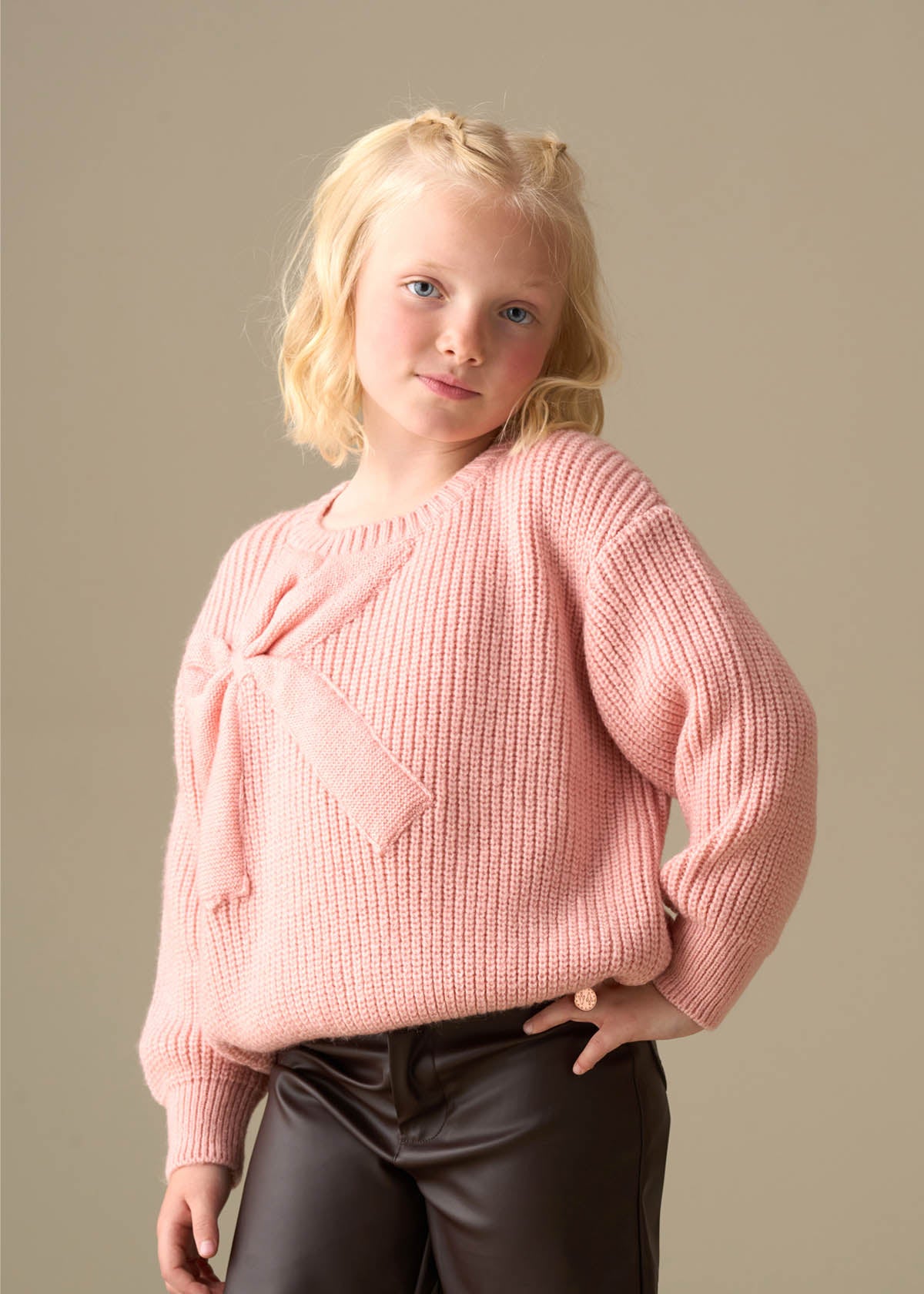 solid Knitted Bow Jumper