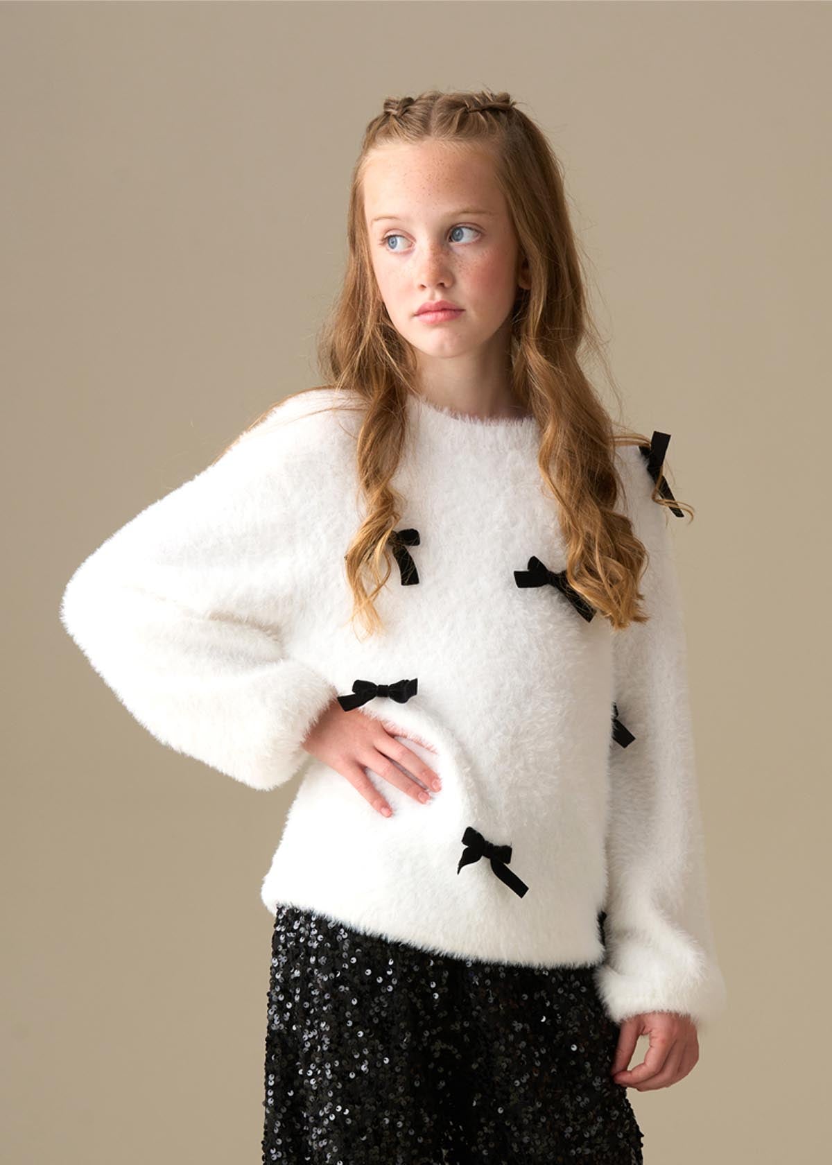 Mia Velvet Bow Eyelash Jumper